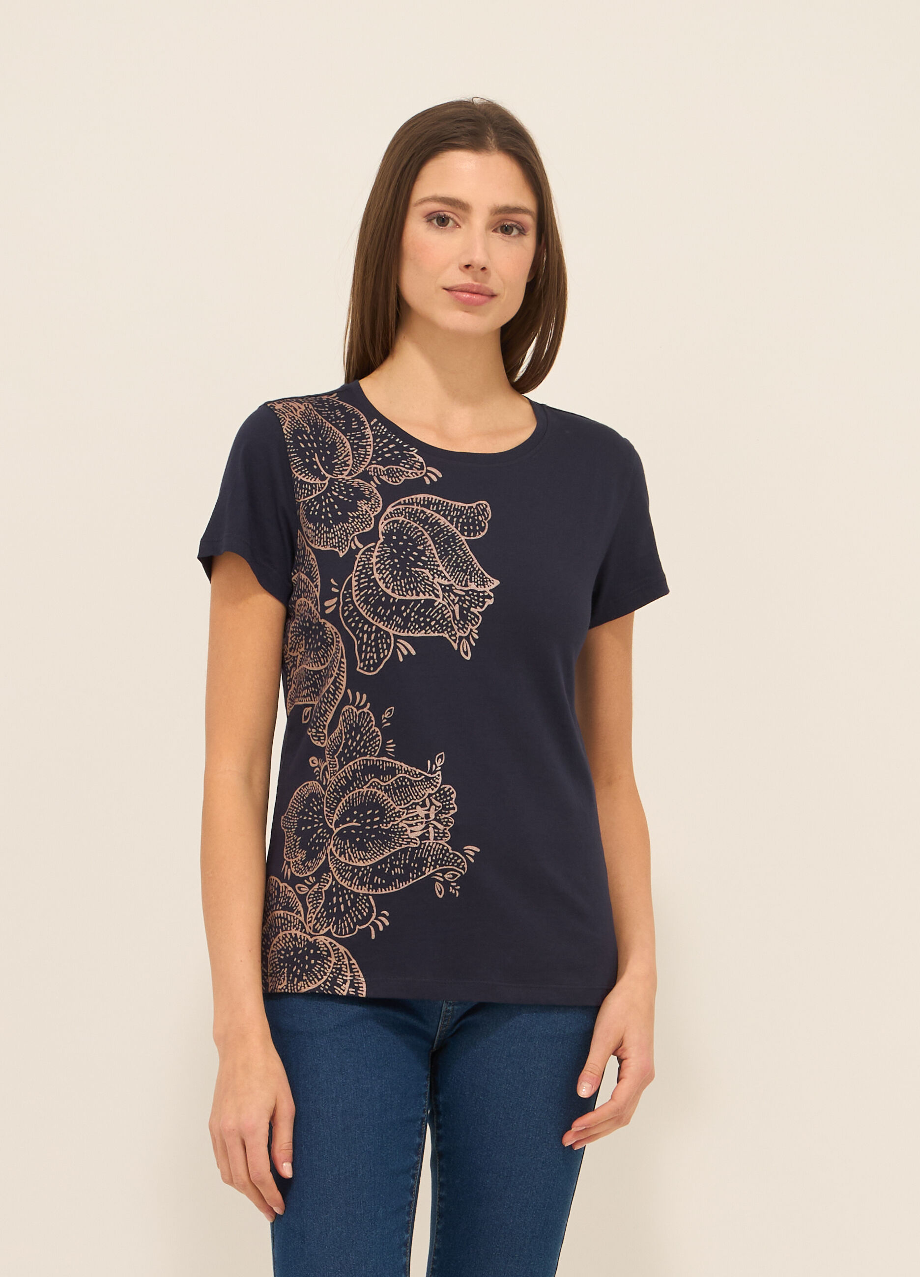 T-shirt in jersey di puro cotone donna_0