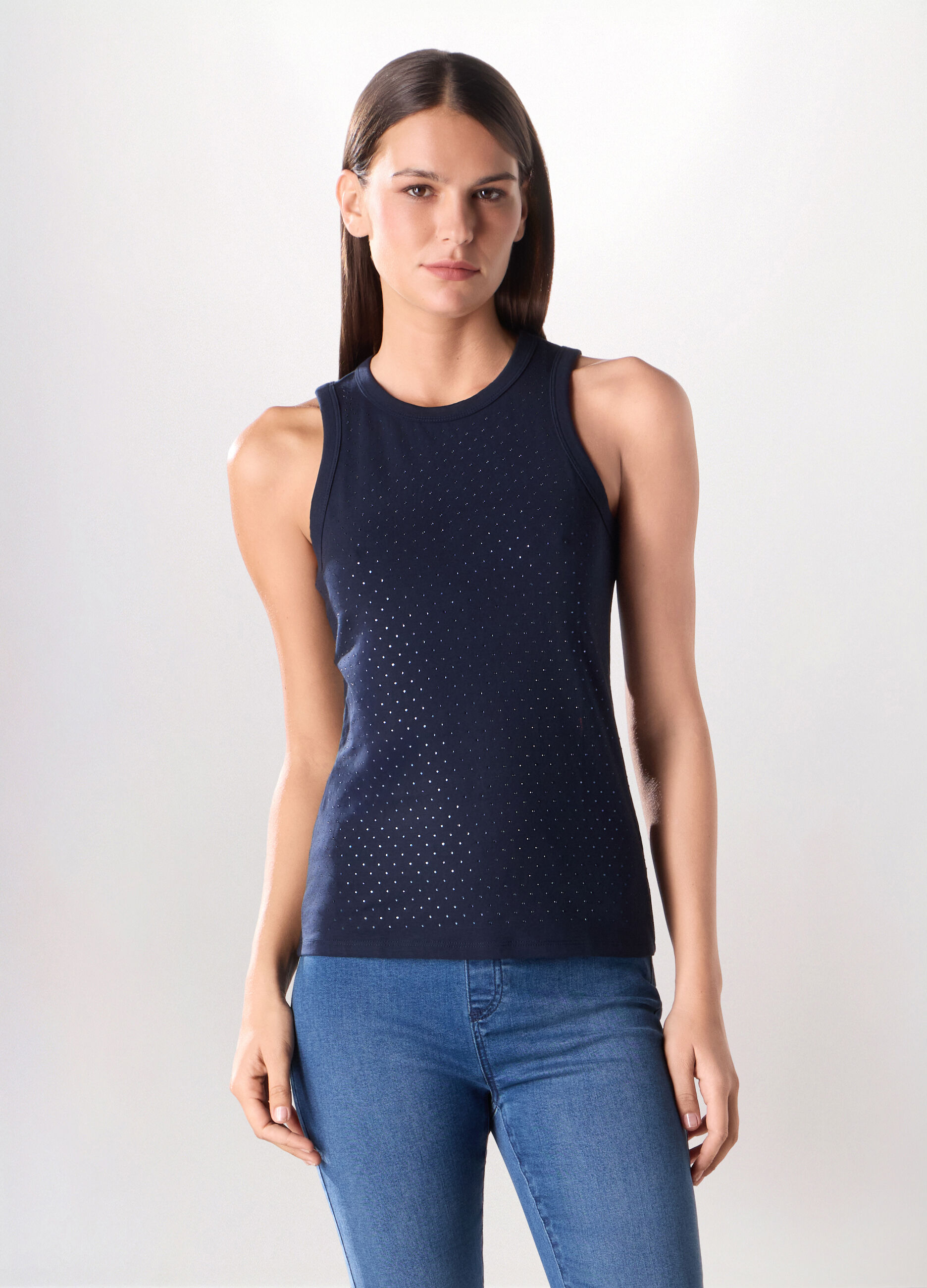 Canotta in jersey di cotone stretch donna_0