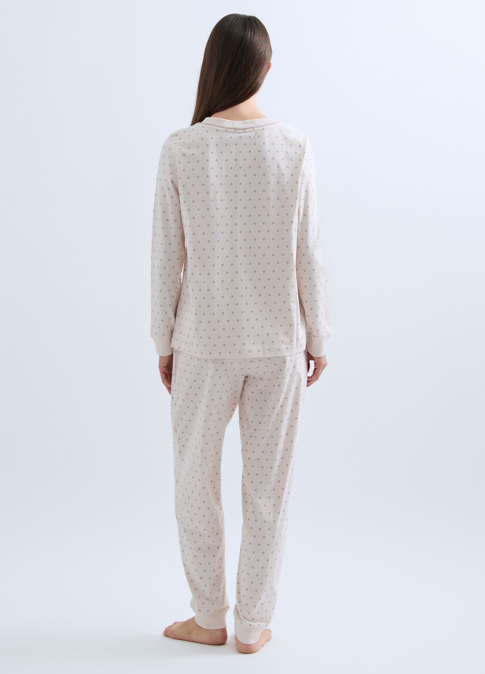 Set pigiama lungo in jersey di puro cotone donna_1