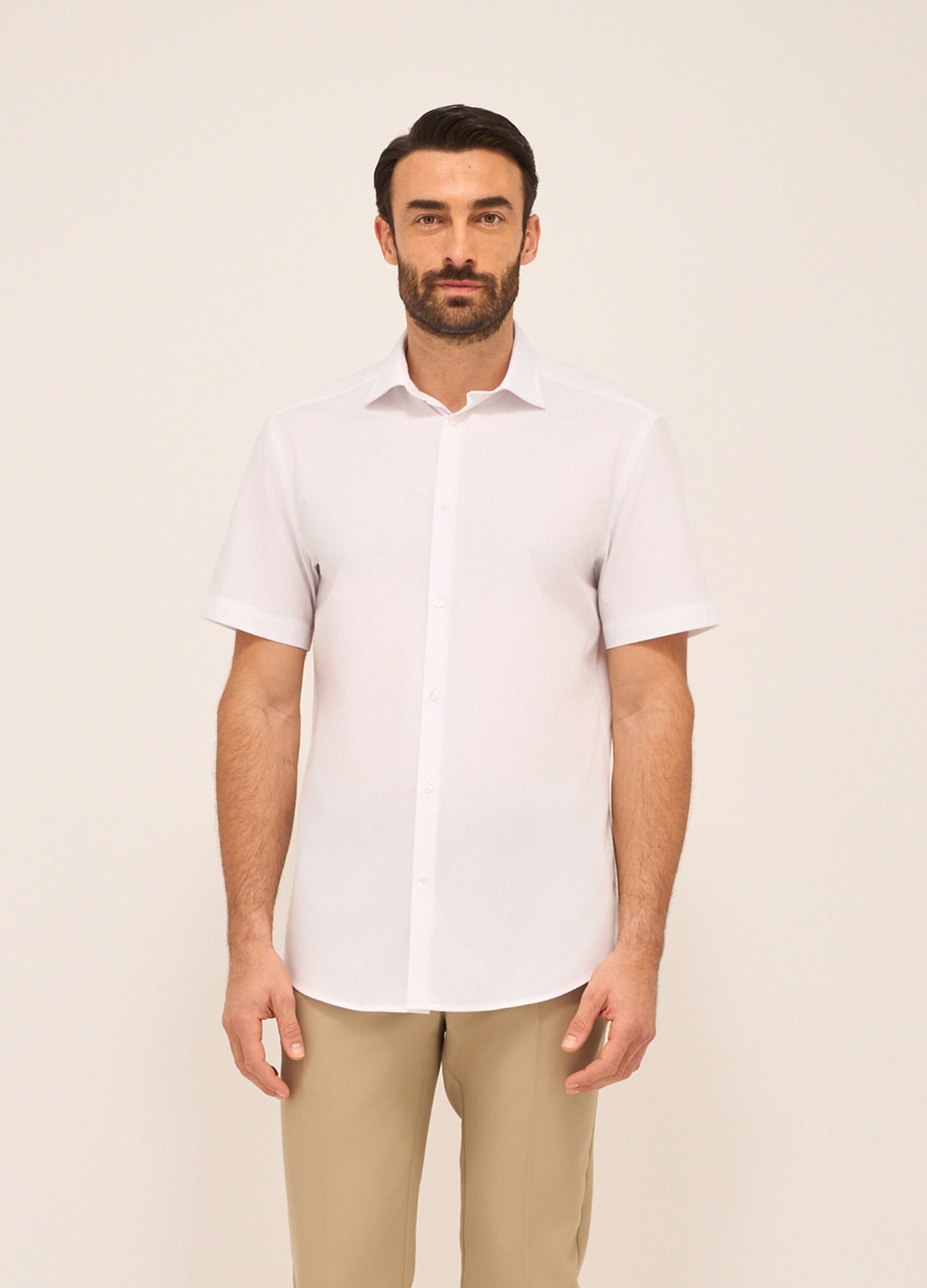 Camicia a maniche corte in misto cotone uomo_0