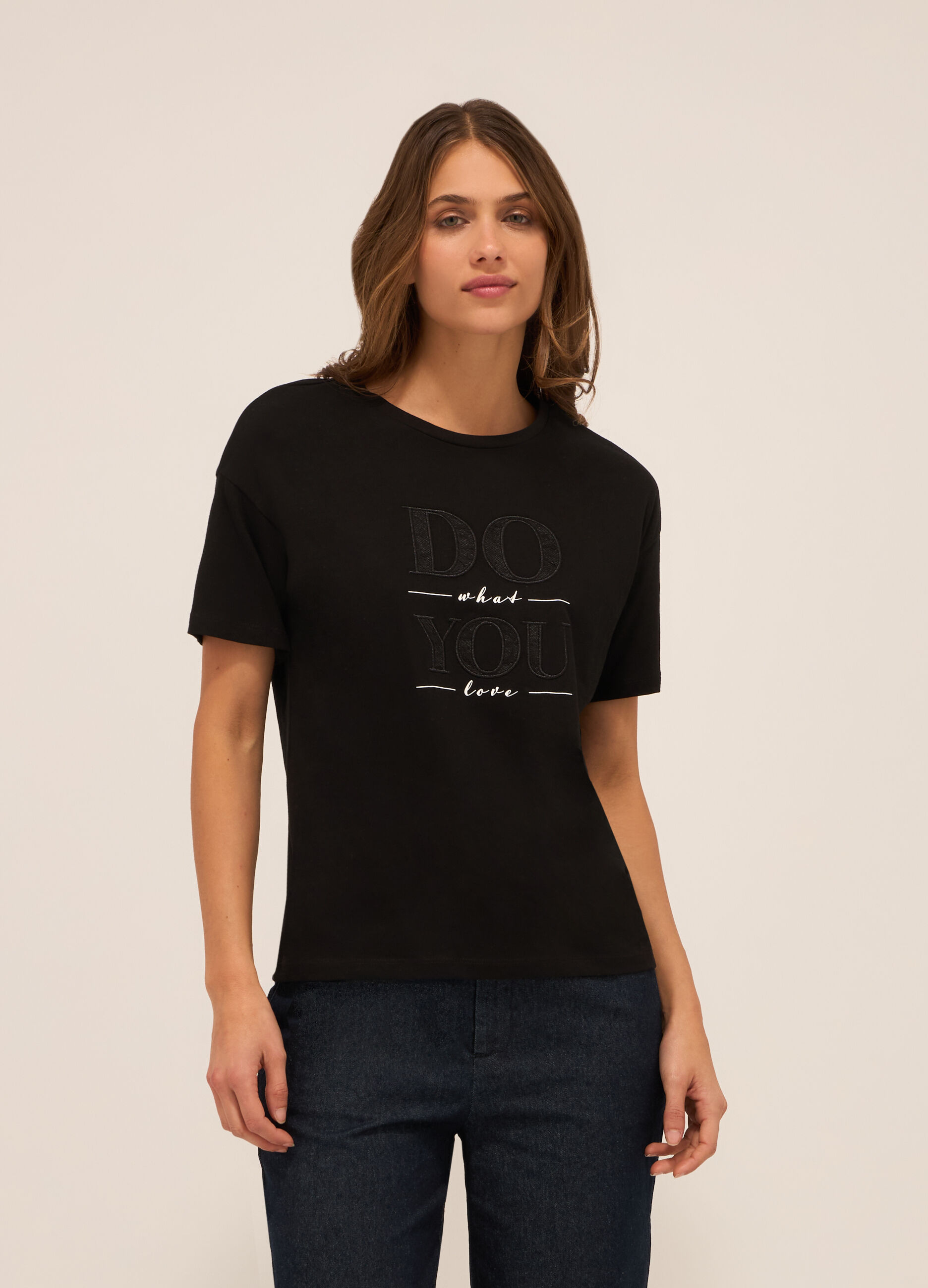 T-shirt in jersey di puro cotone donna_0