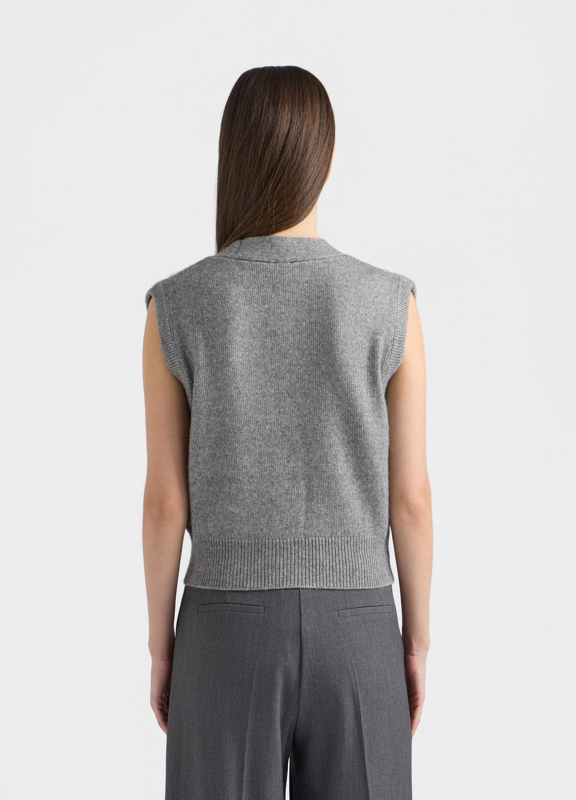Gilet con scollo a V rasato donna_2