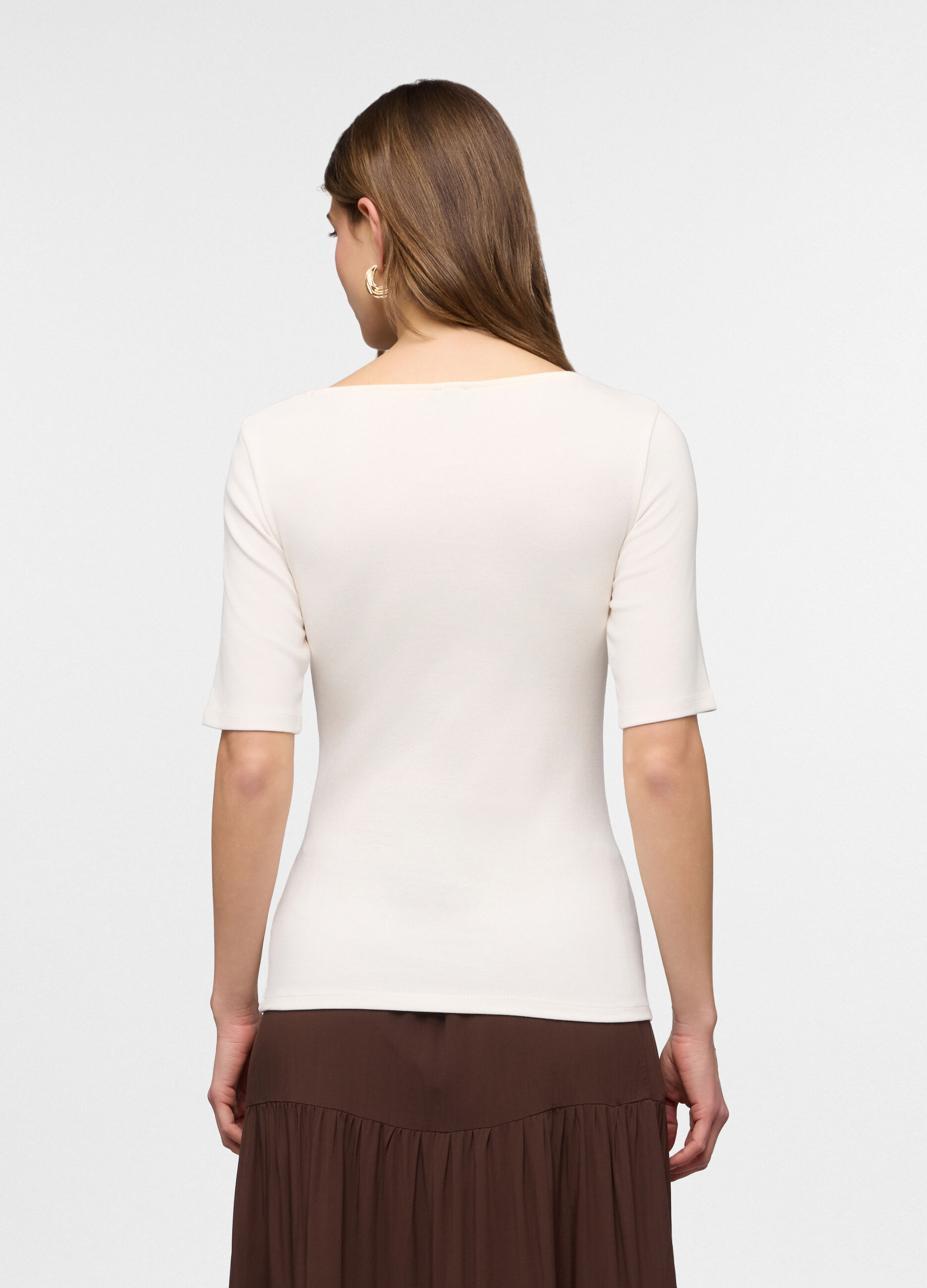 T-shirt con scollo squadrato stretch donna_1