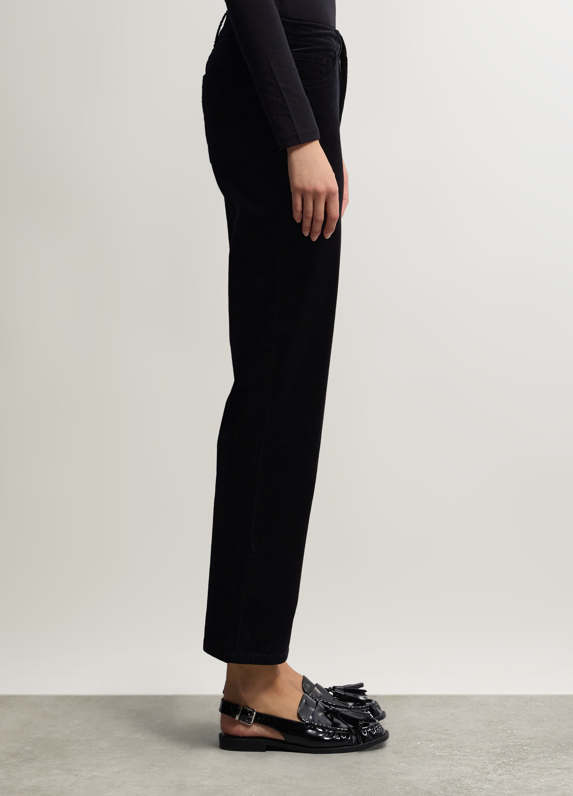 Pantaloni Cropped Flare Fit in costina di velluto stretch donna_1