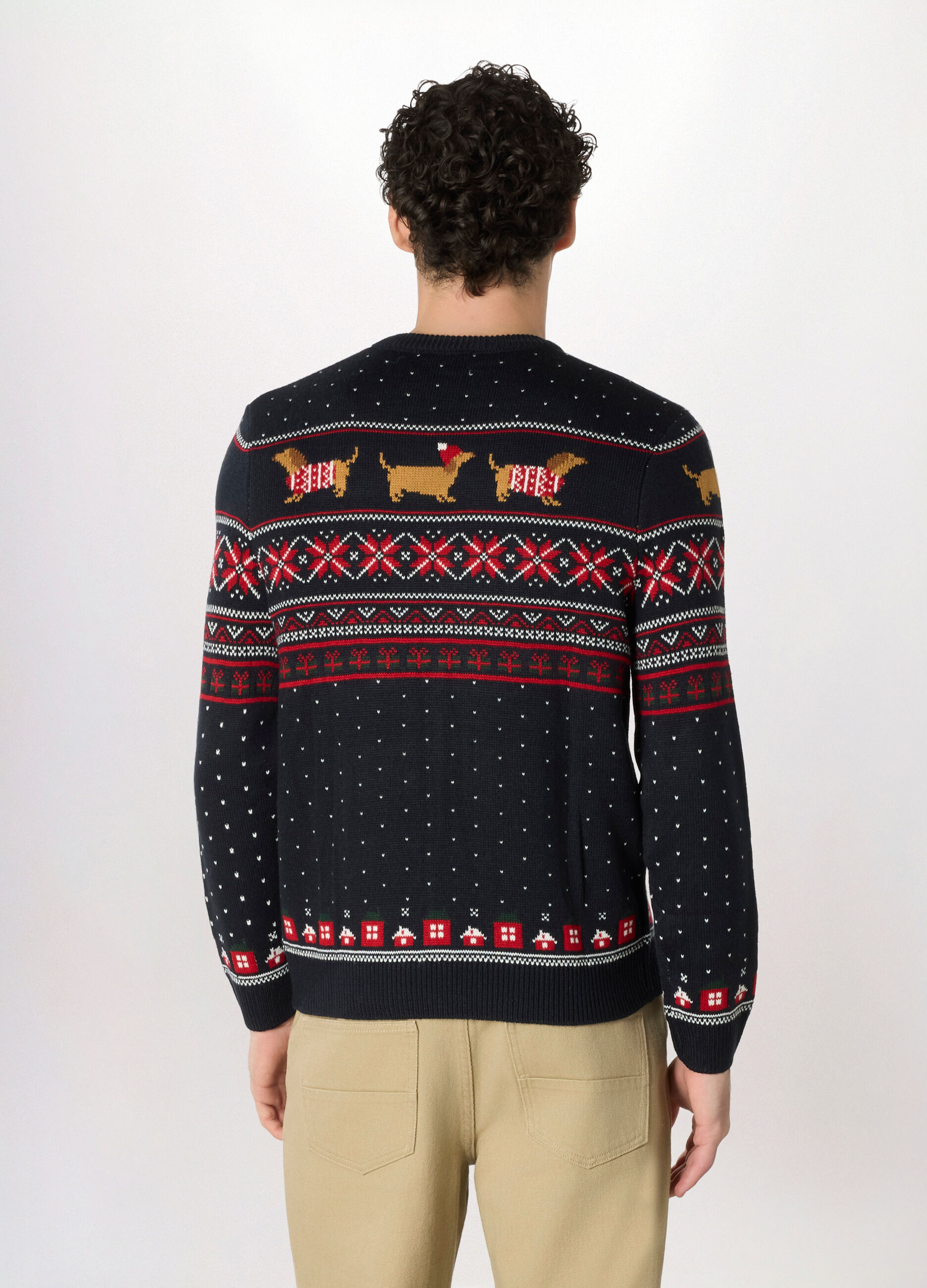 Maglione girocollo natalizio con pois uomo_1