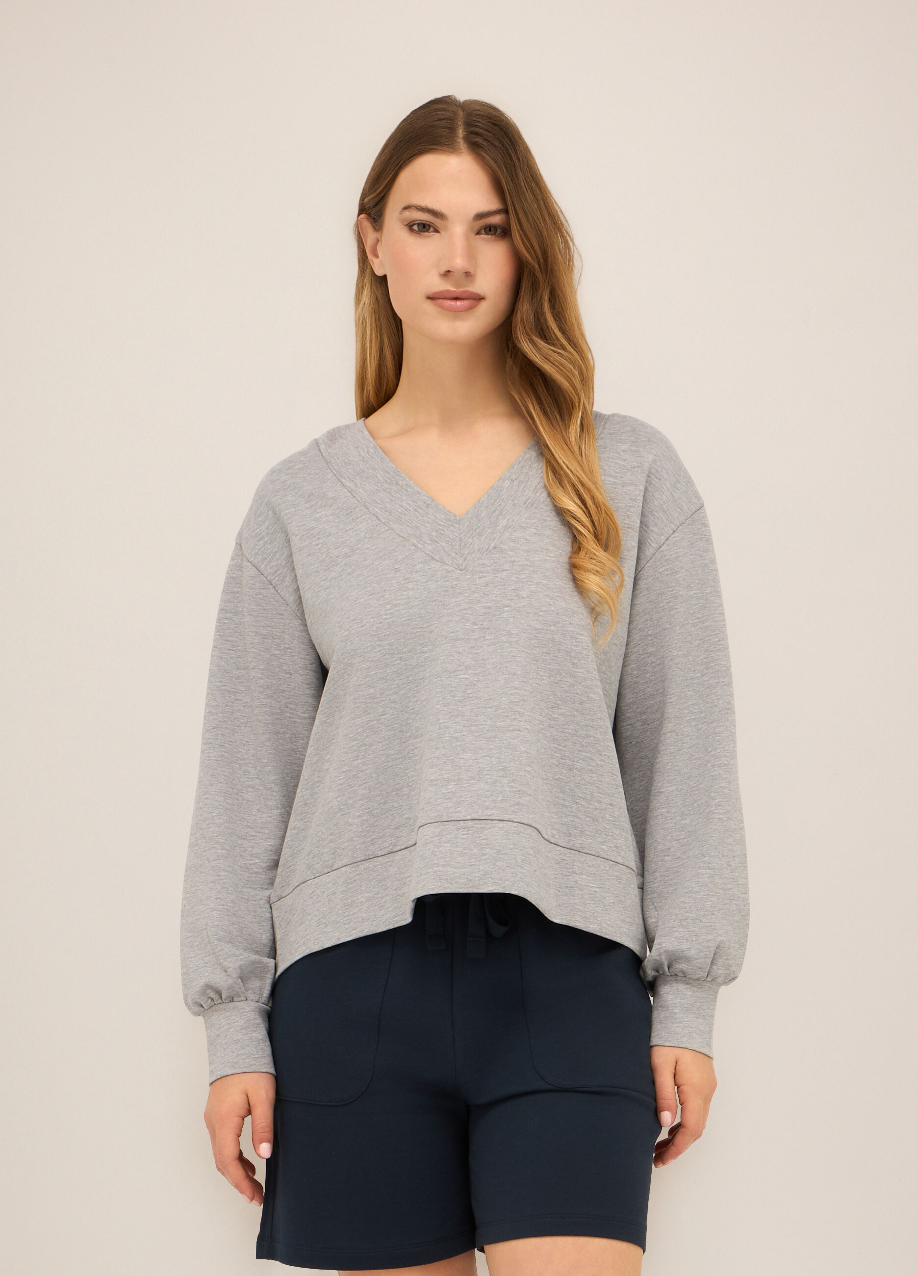 Felpa in misto cotone stretch donna_0