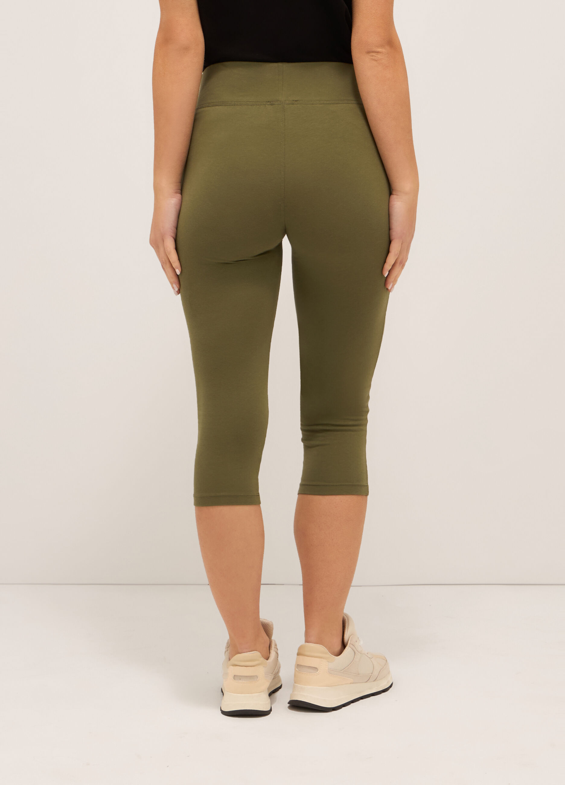 Leggings capri in jersey di cotone stretch donna_1