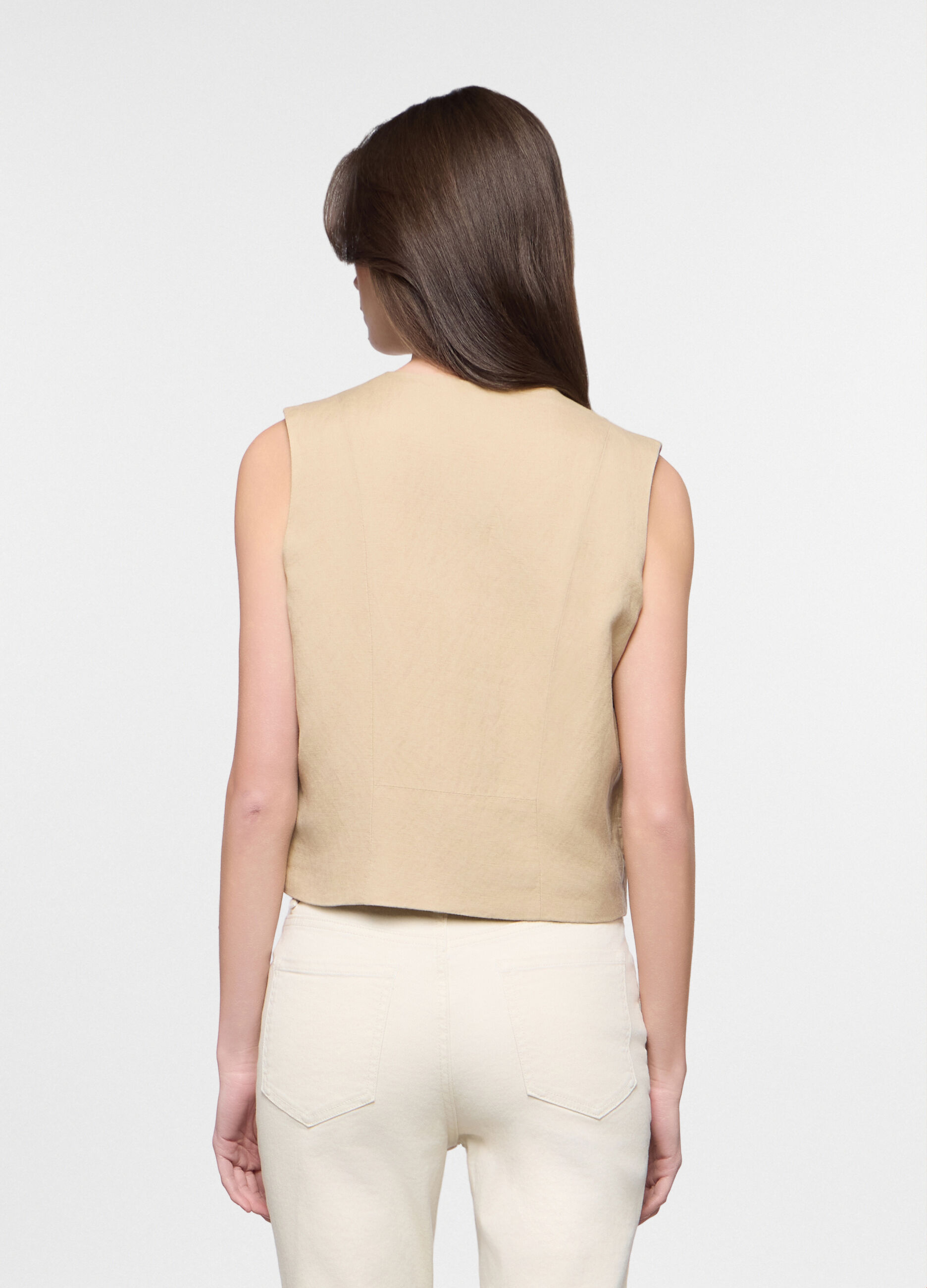Gilet in twill misto lino donna_1