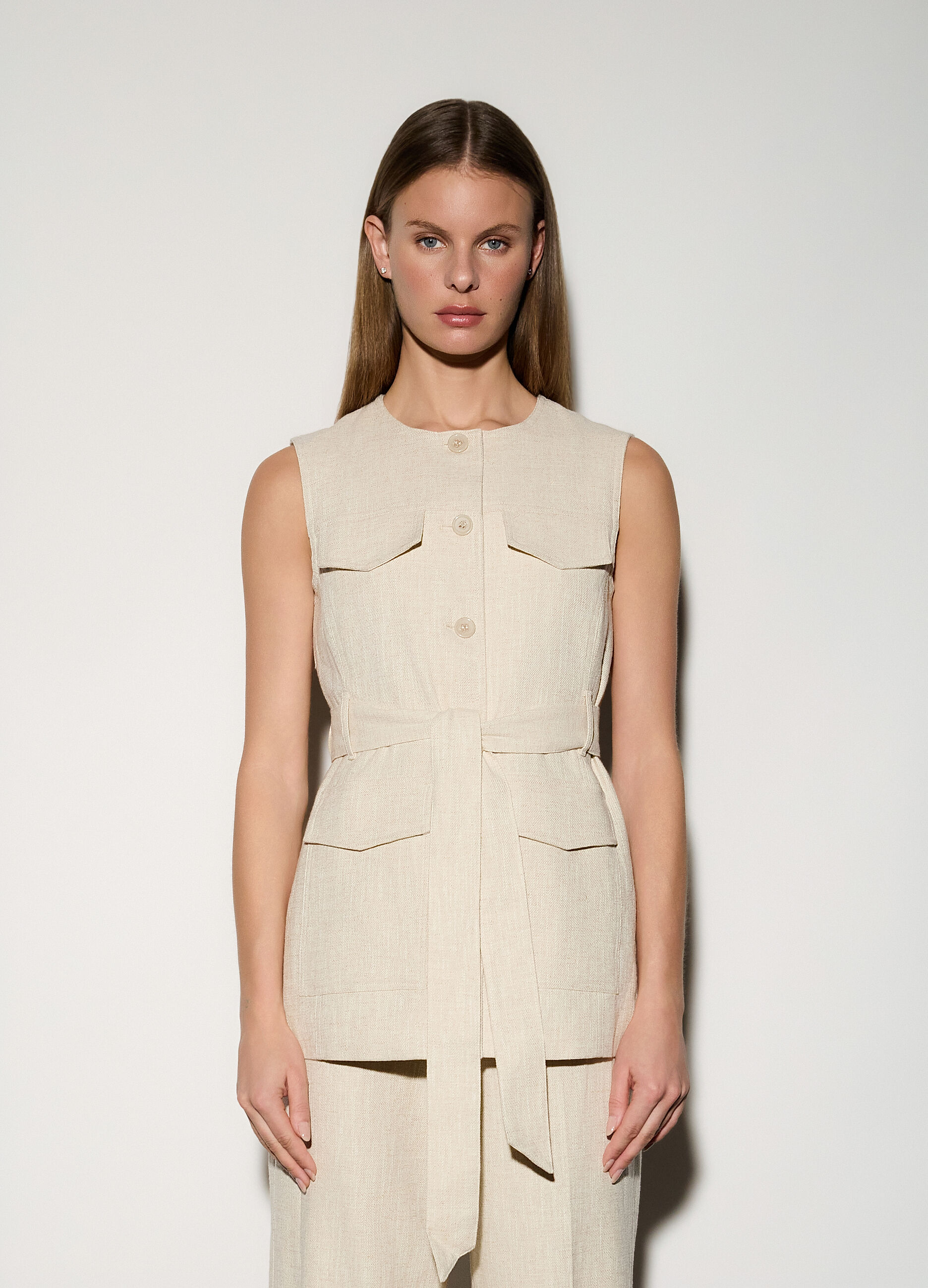 Gilet misto lino donna_1