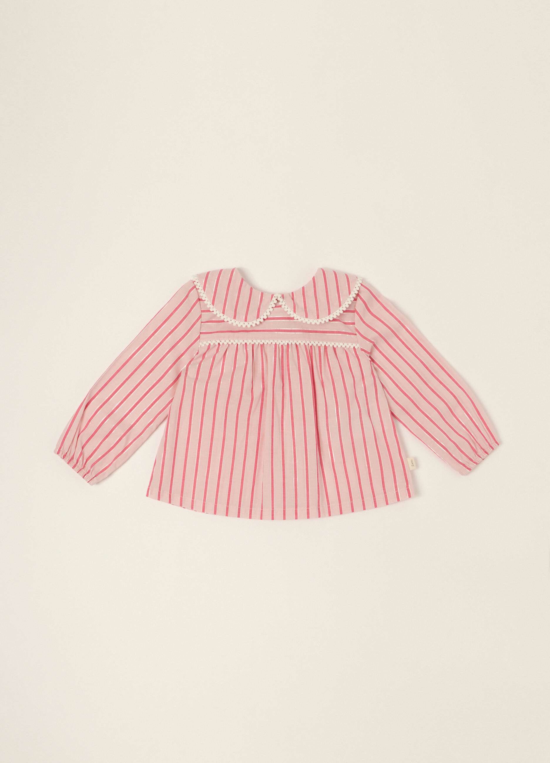 Maglia a righe rosa in misto cotone_0