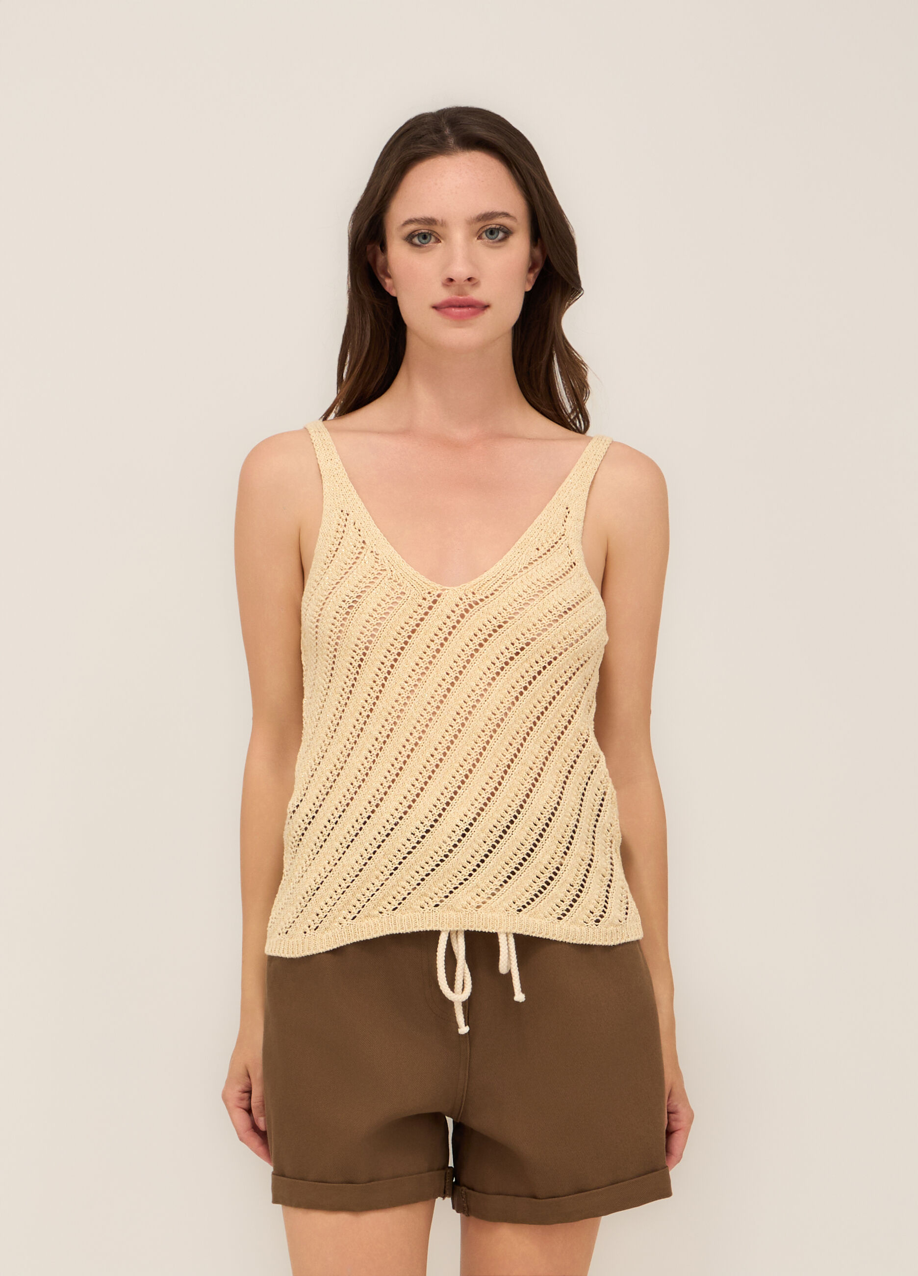 Canotta crochet in misto cotone donna