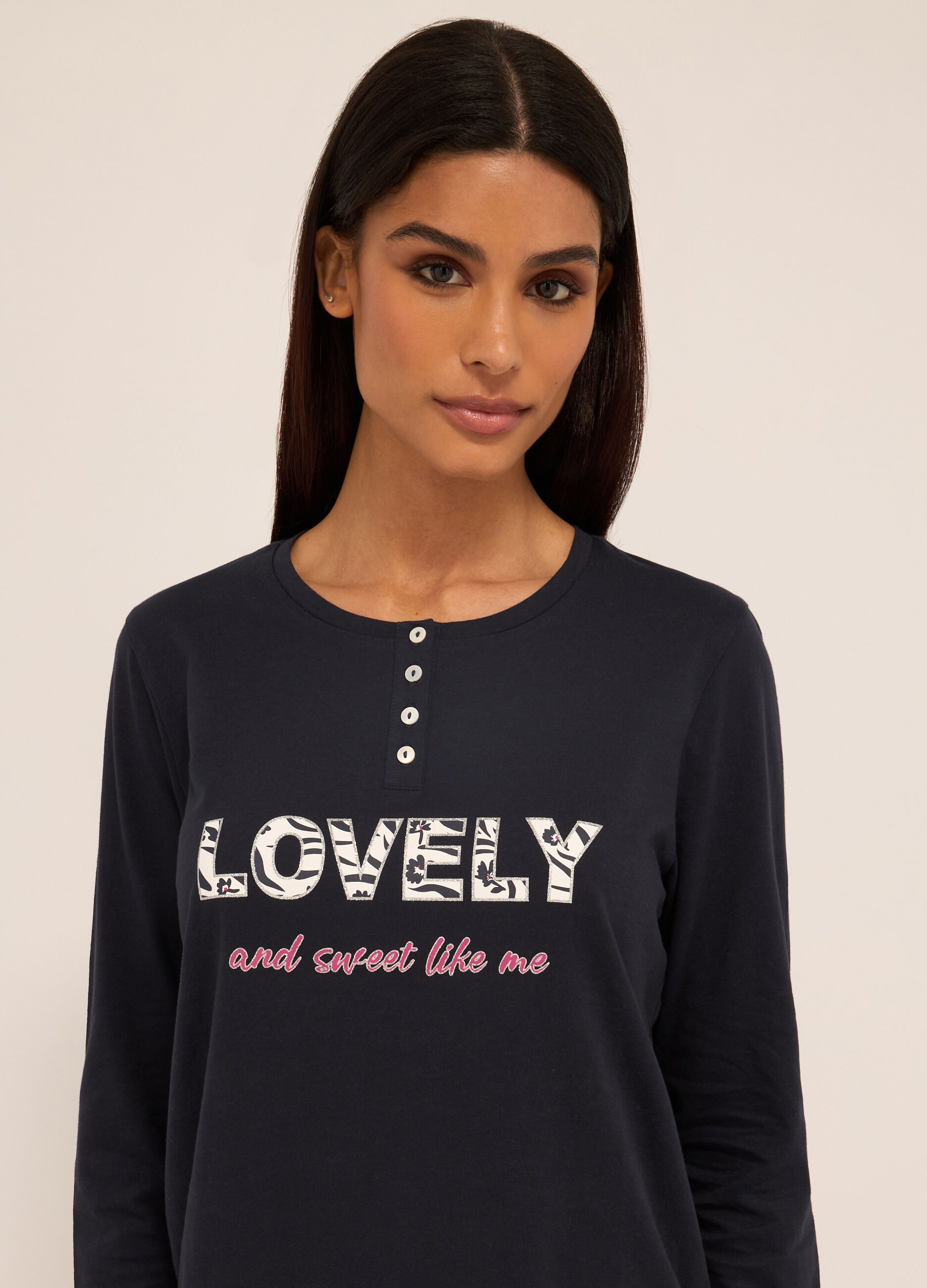 Set pigiama lungo in puro cotone donna_2