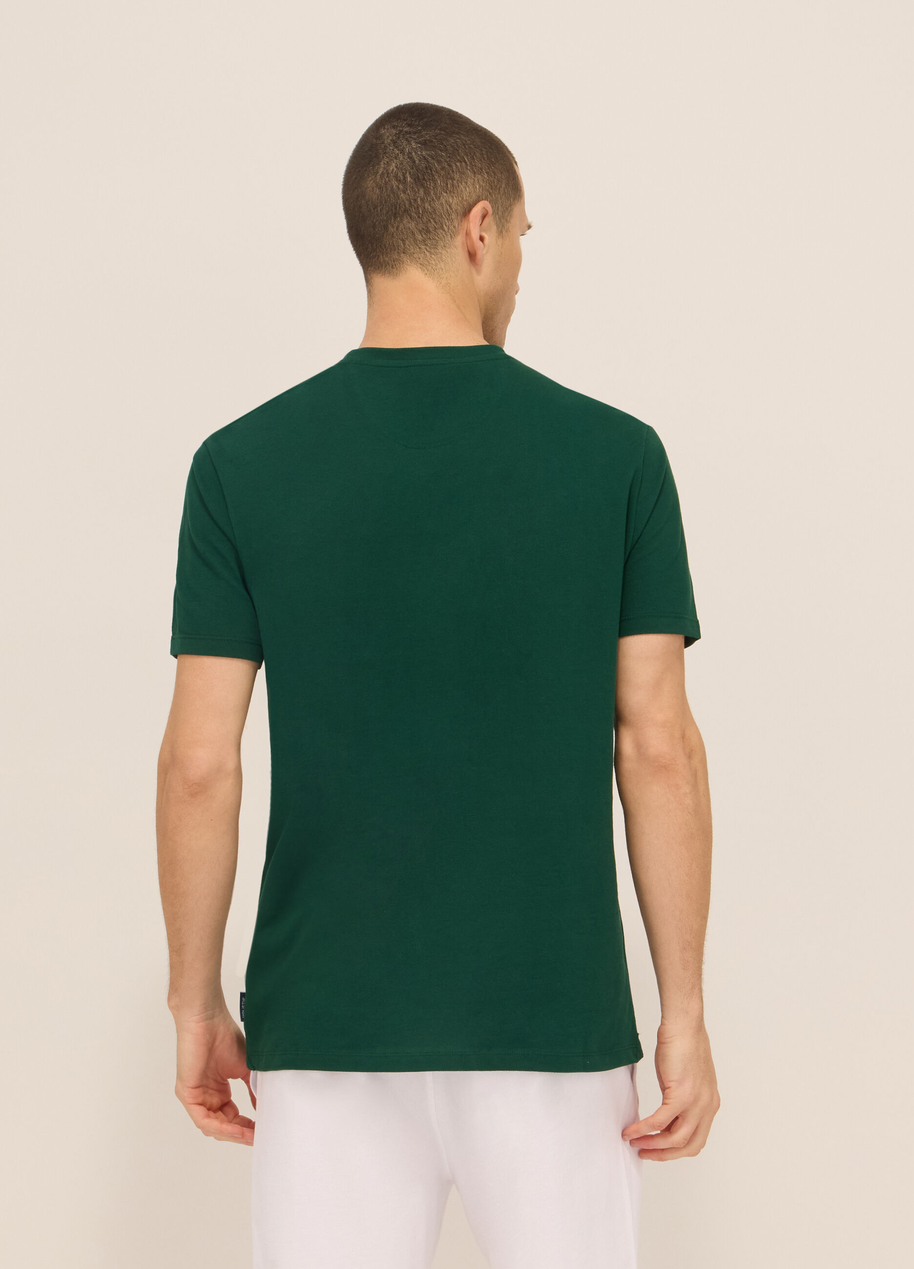 T-shirt girocollo in piquet di cotone uomo_1