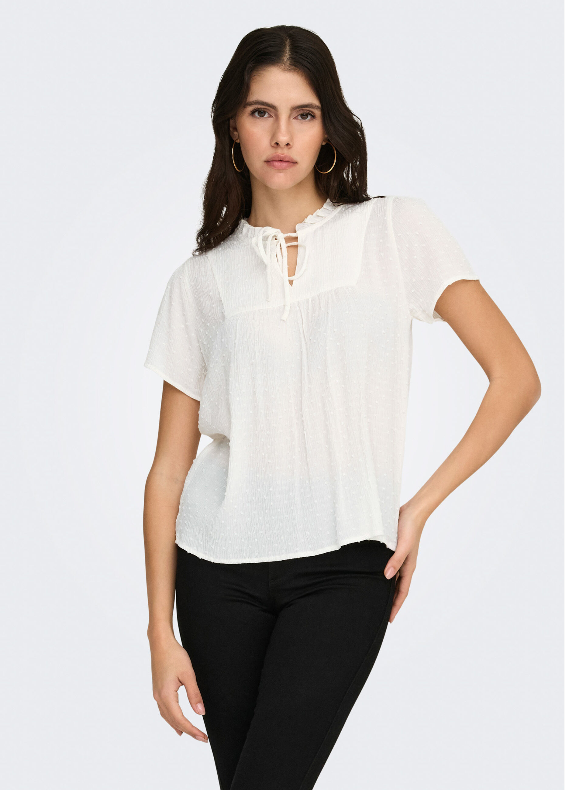 Blusa loose fit con scollo a V_0