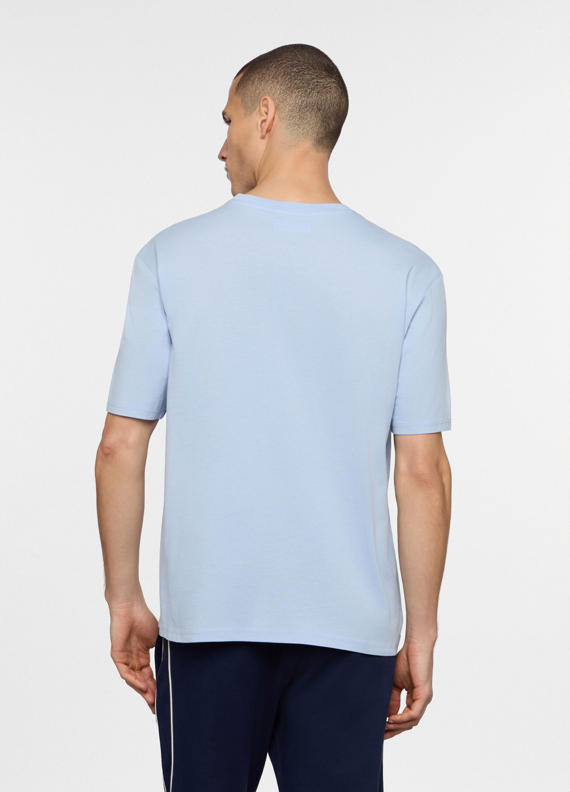 T-shirt girocollo con fascia a contrasto uomo_1