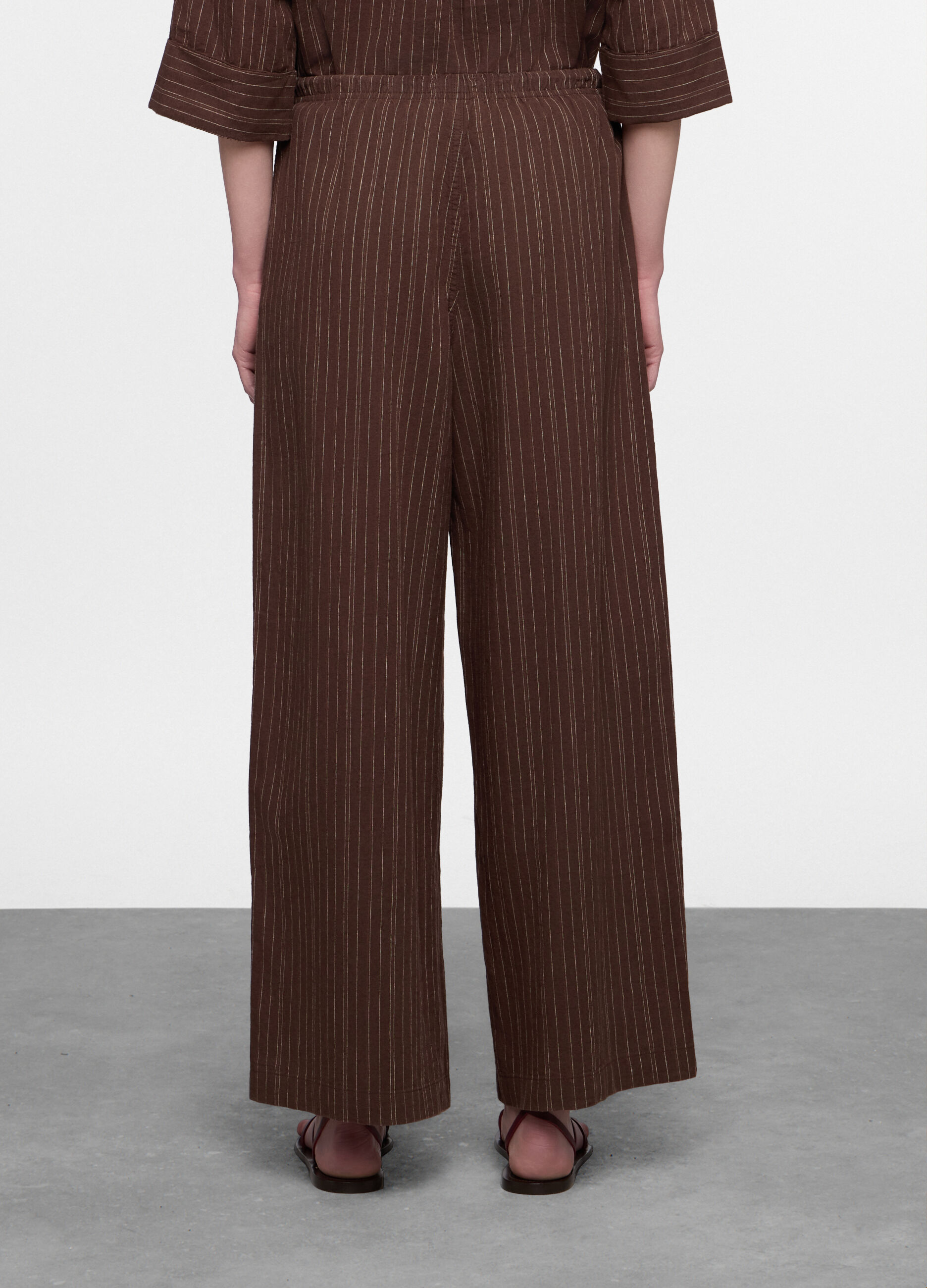 Pantalone fit relaxed in cotone misto lino donna_1