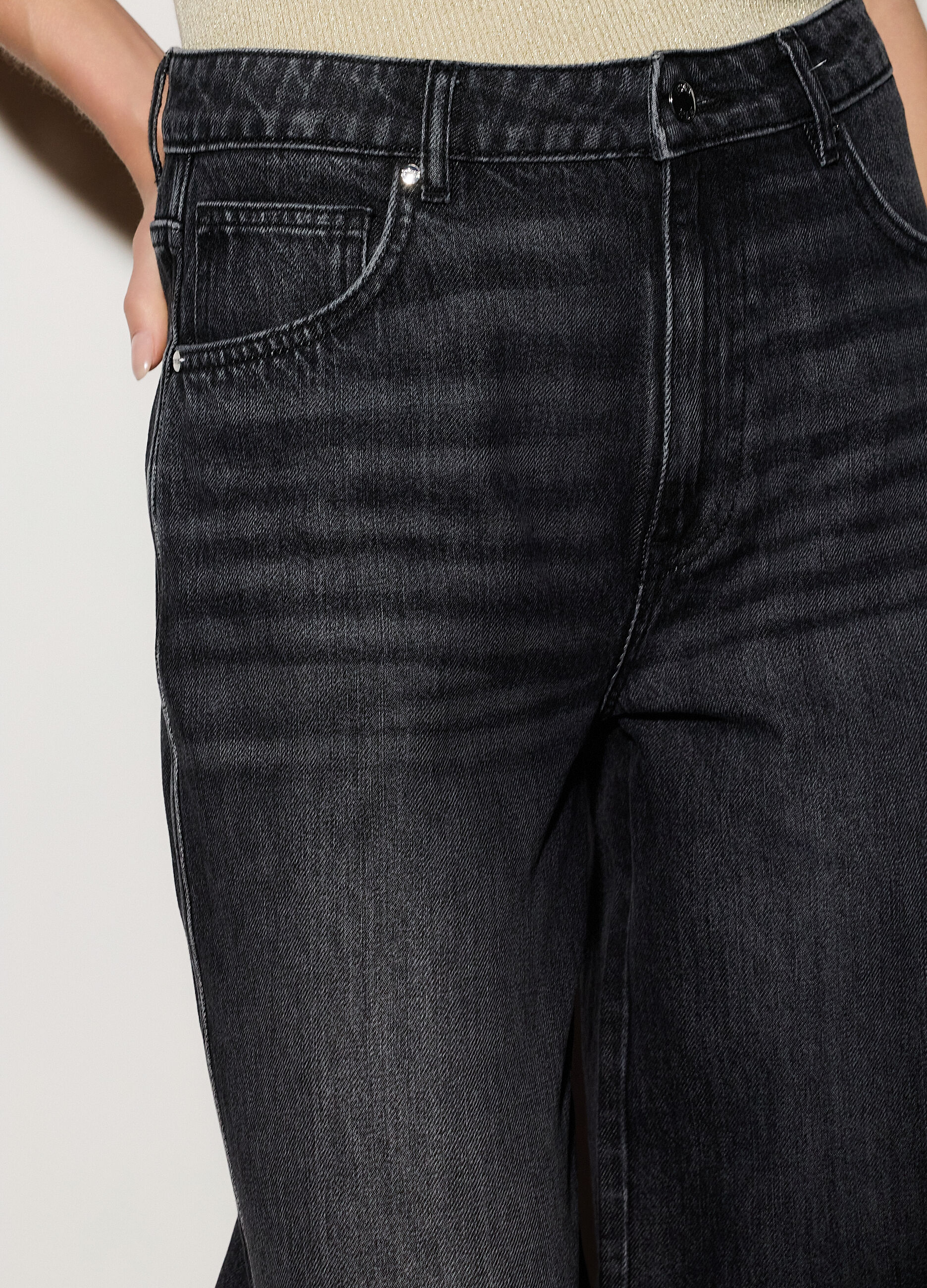 Pantaloni wide leg in denim donna_3