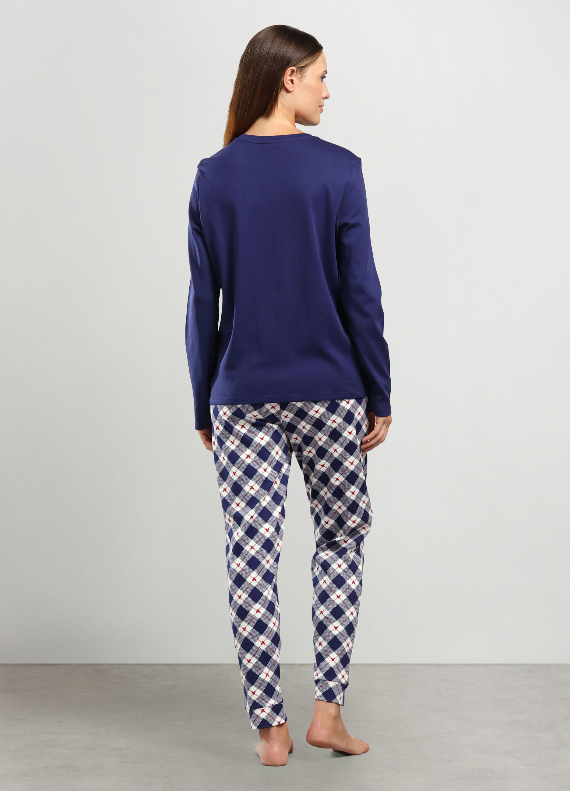 Set pigiama lungo in interlock di puro cotone donna_1