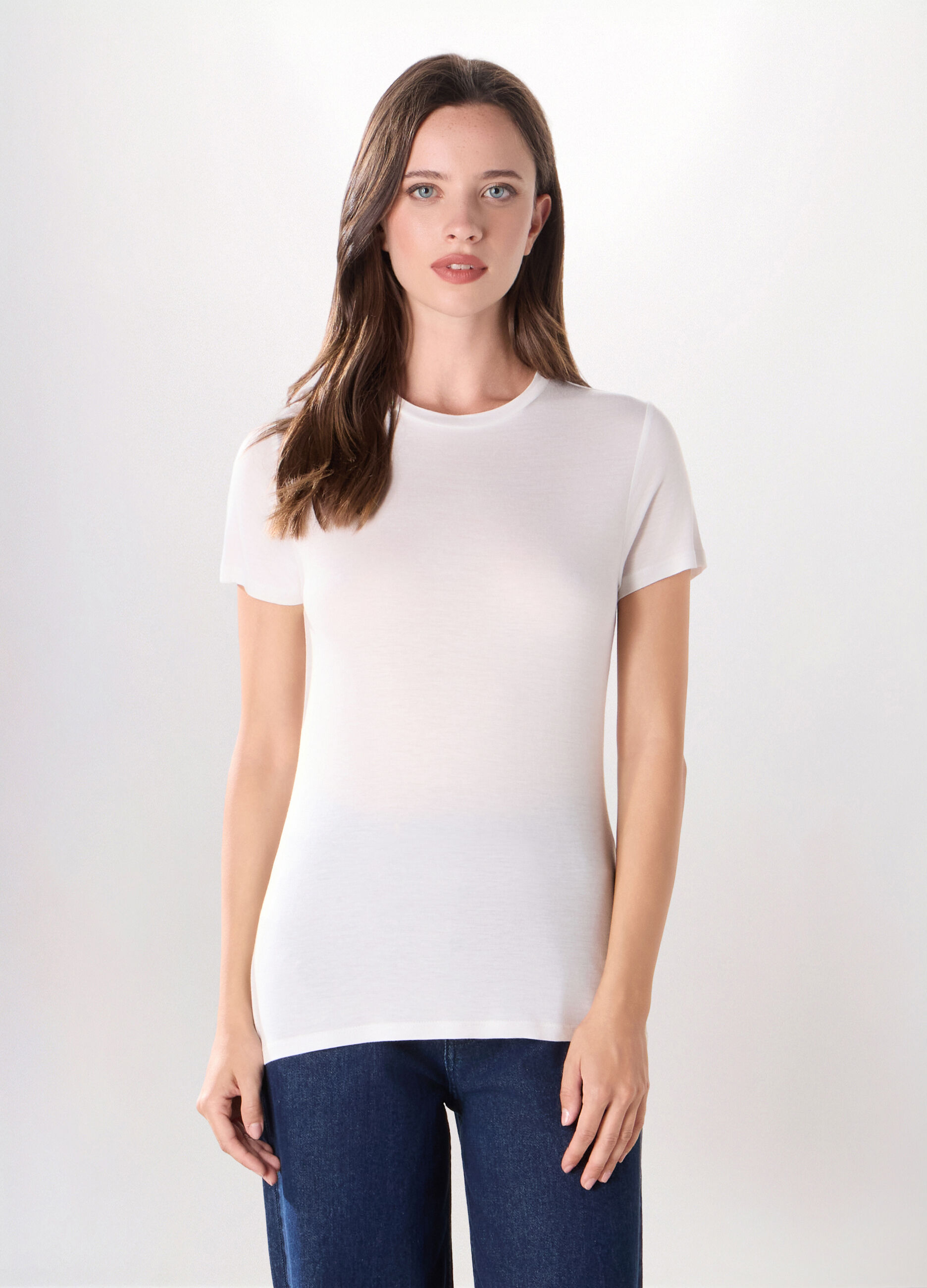 T-shirt in jersey di pura viscosa donna_0