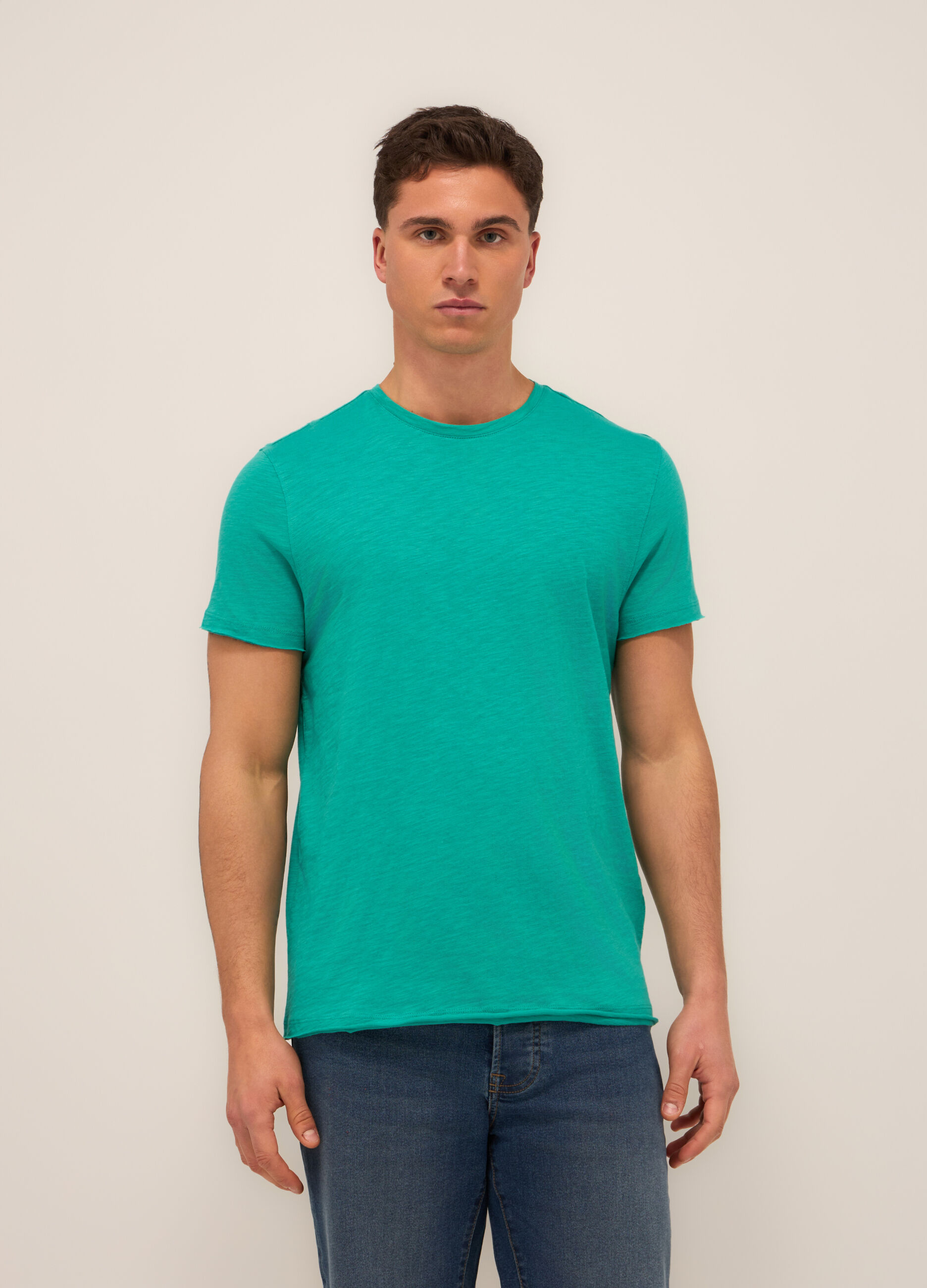 T-shirt in jersey di cotone mélange uomo_0