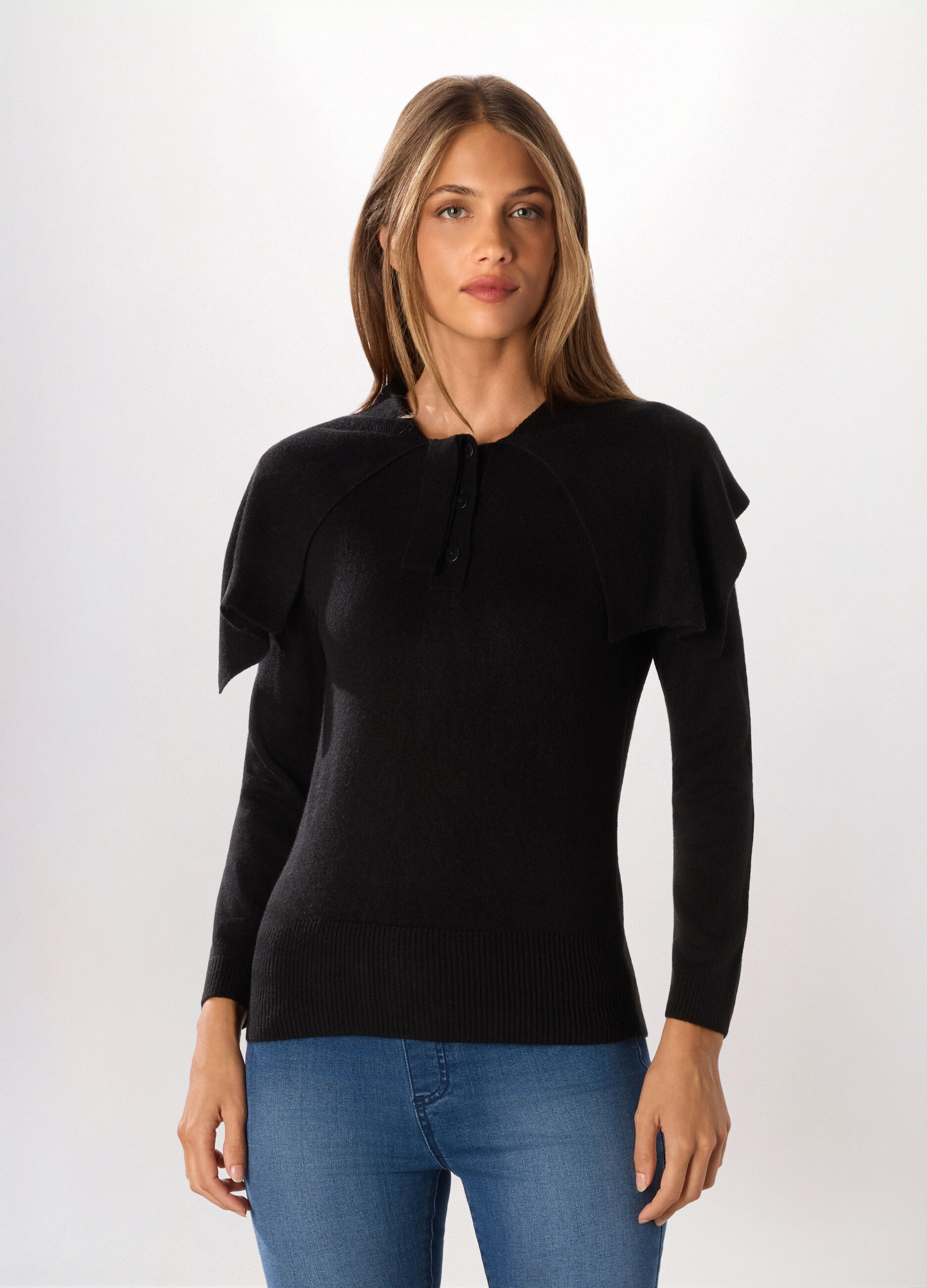 Pullover tricot con colletto donna_0