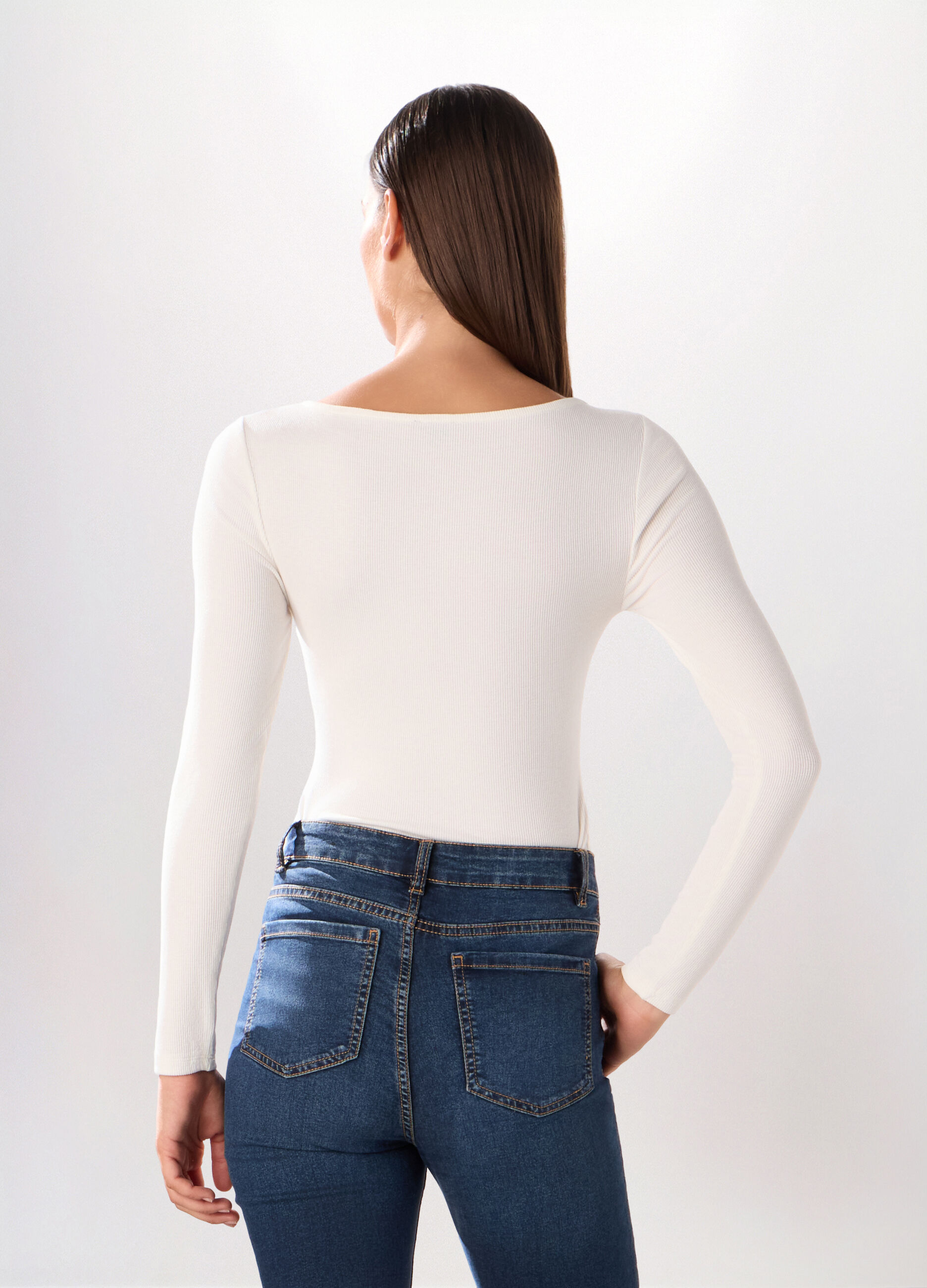 Body in costina di viscosa stretch donna_1