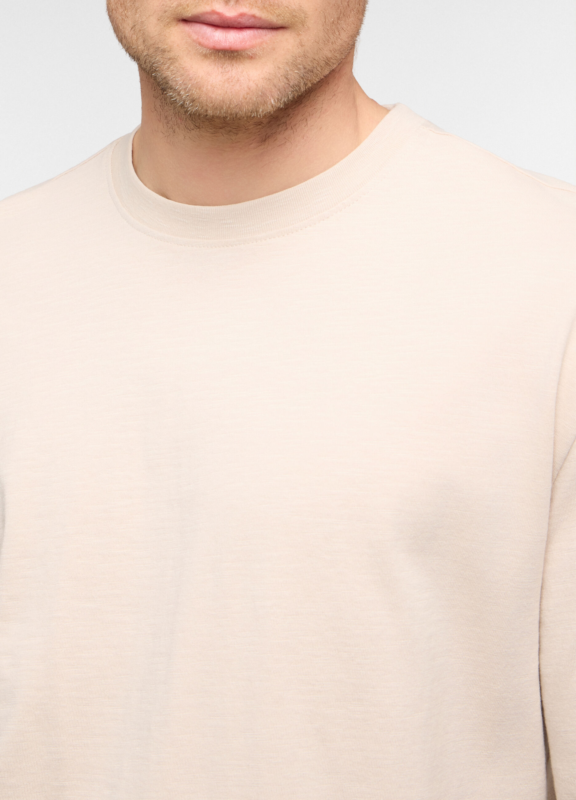 T-shirt girocollo in cotone fiammato uomo_2