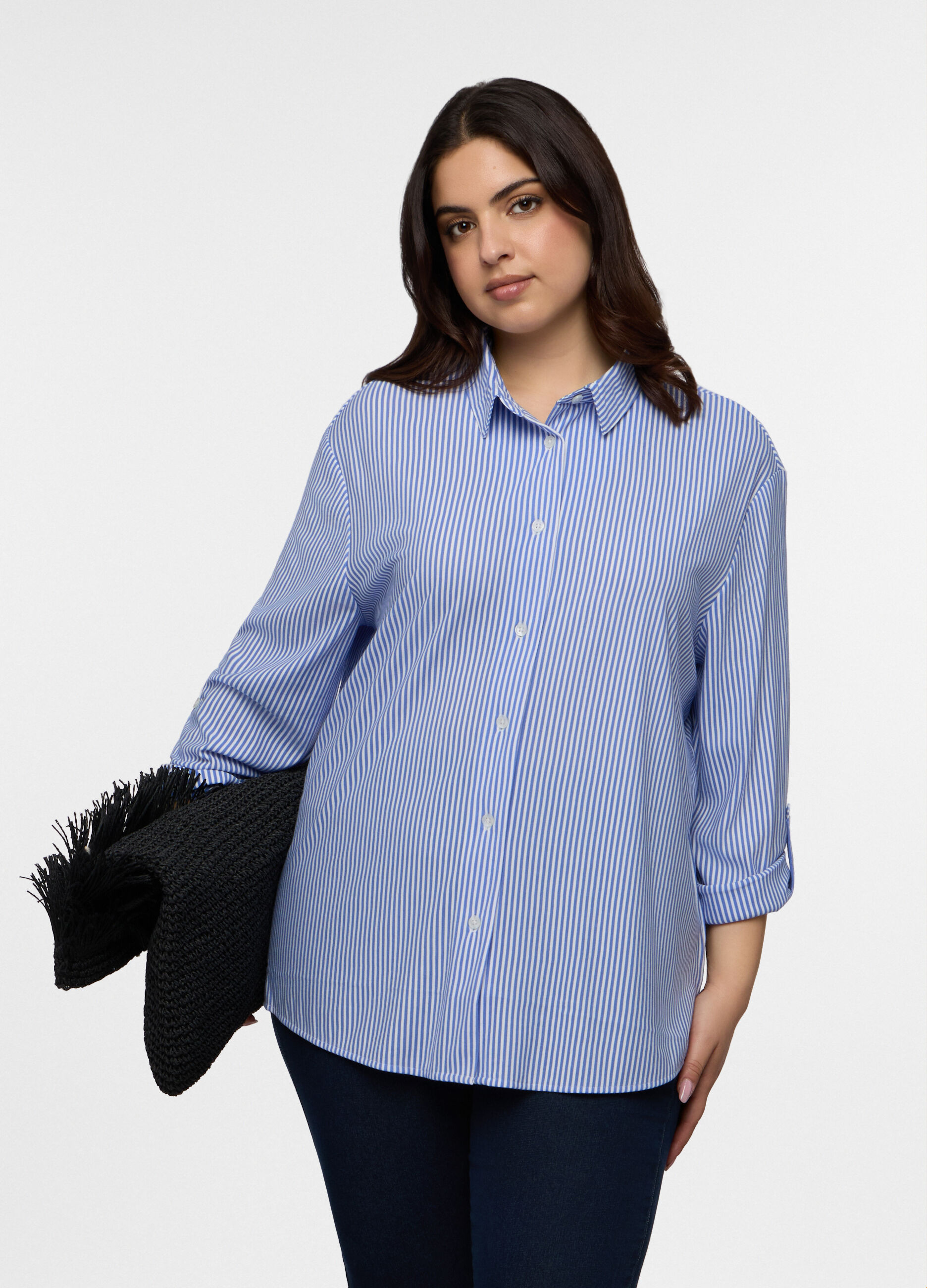 Camicia Fit Regular con colletto alla francese misto viscosa donna curvy_0