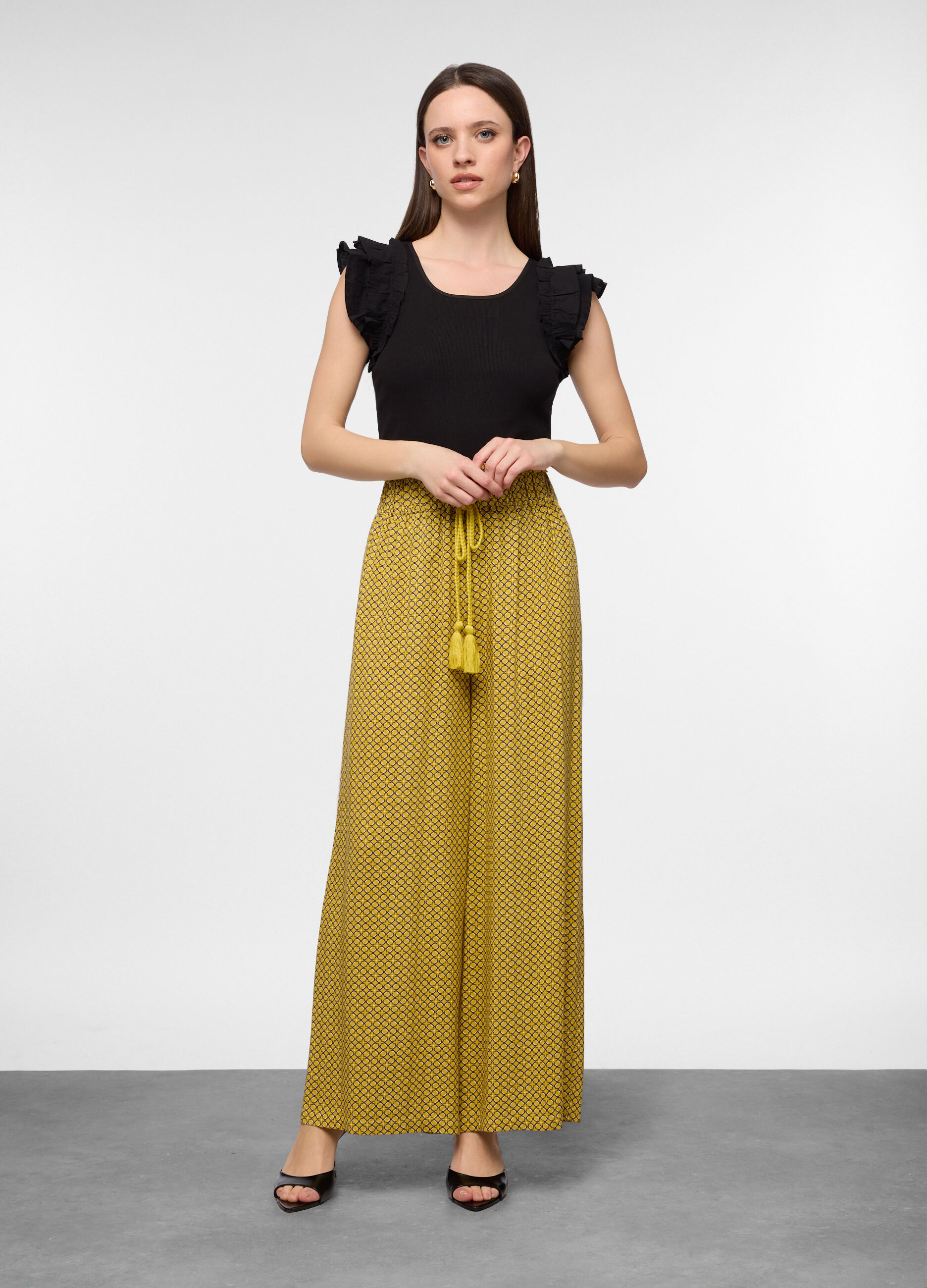 Pantaloni palazzo comfort fit in pura viscosa donna_0