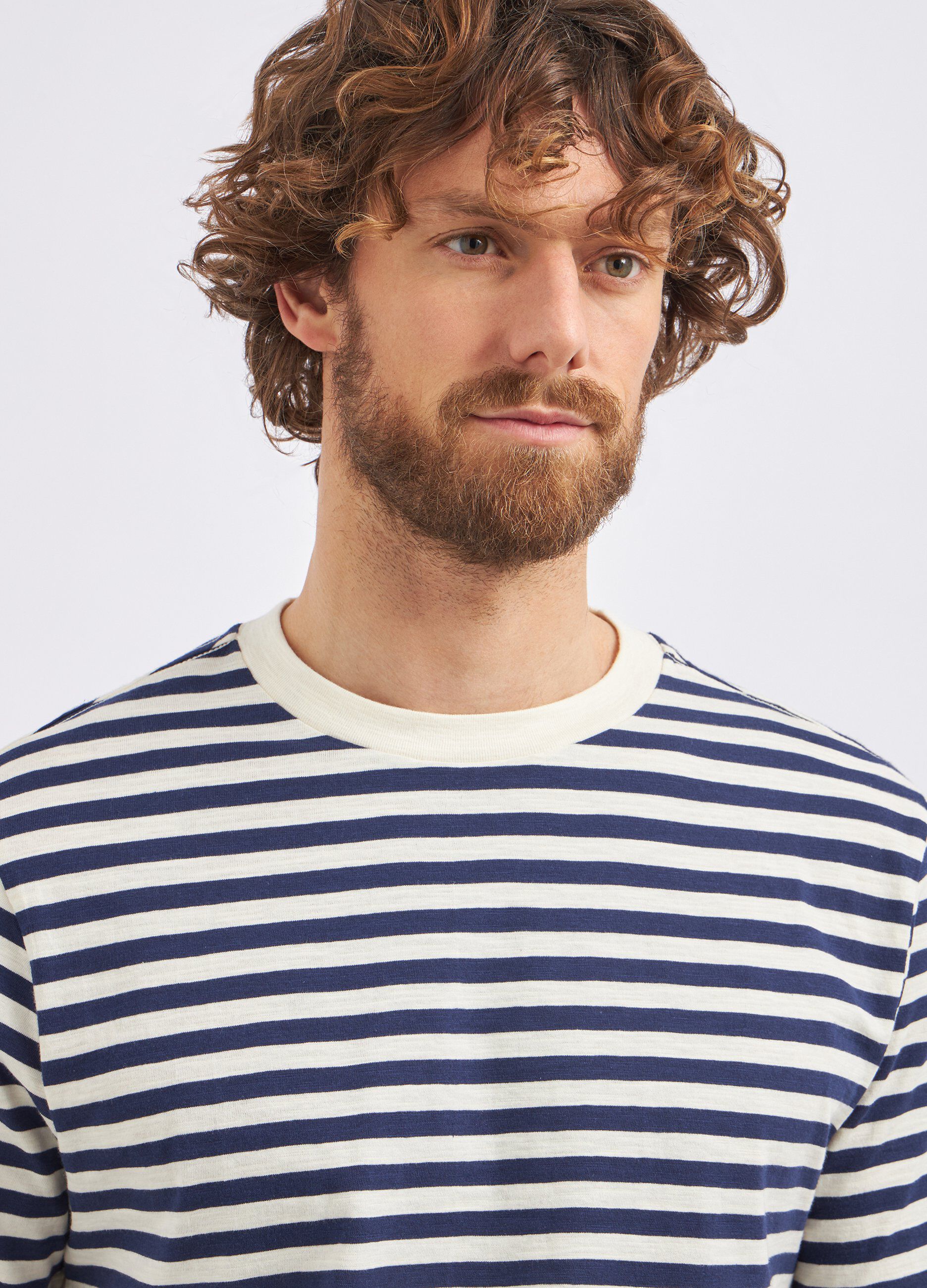 T-shirt rigata in puro cotone uomo_2