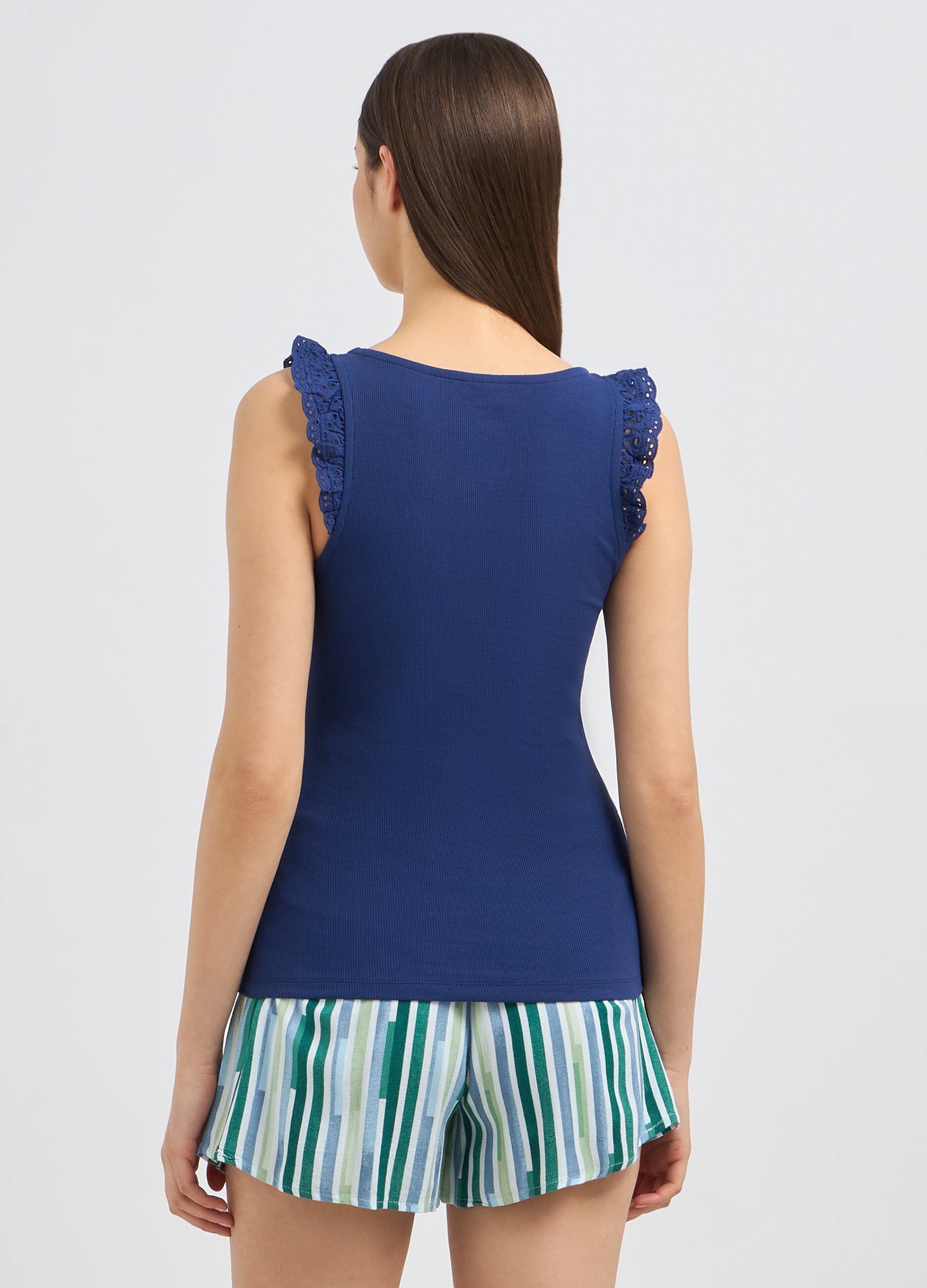 Canotta pigiama in costina di cotone stretch donna_1