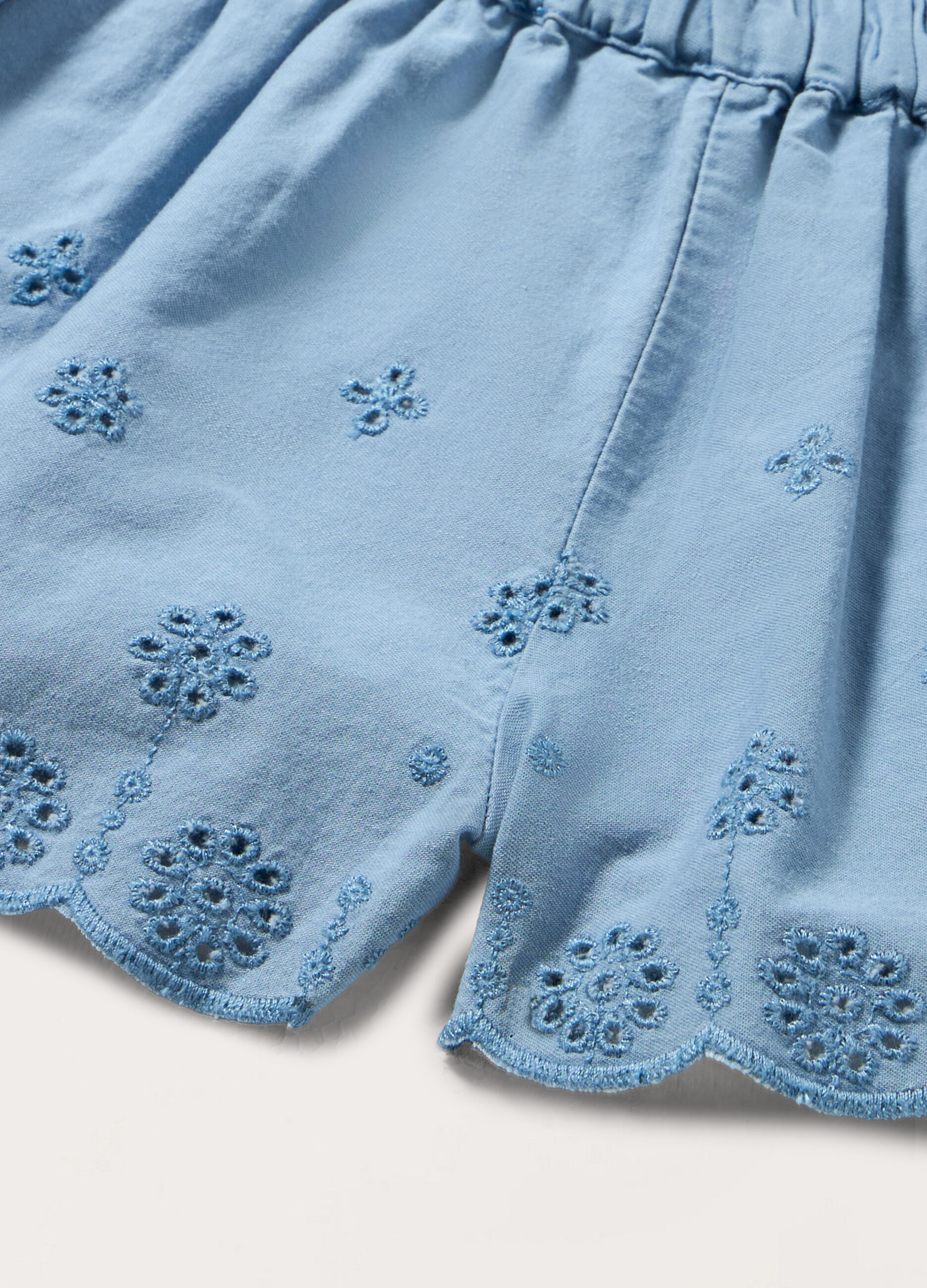 Shorts in denim di puro cotone neonata_1