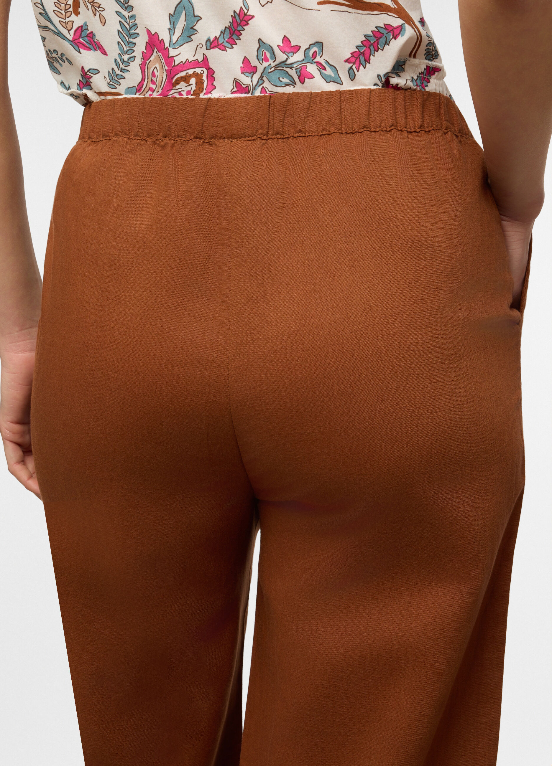 Pantaloni wide leg misto lino donna_2