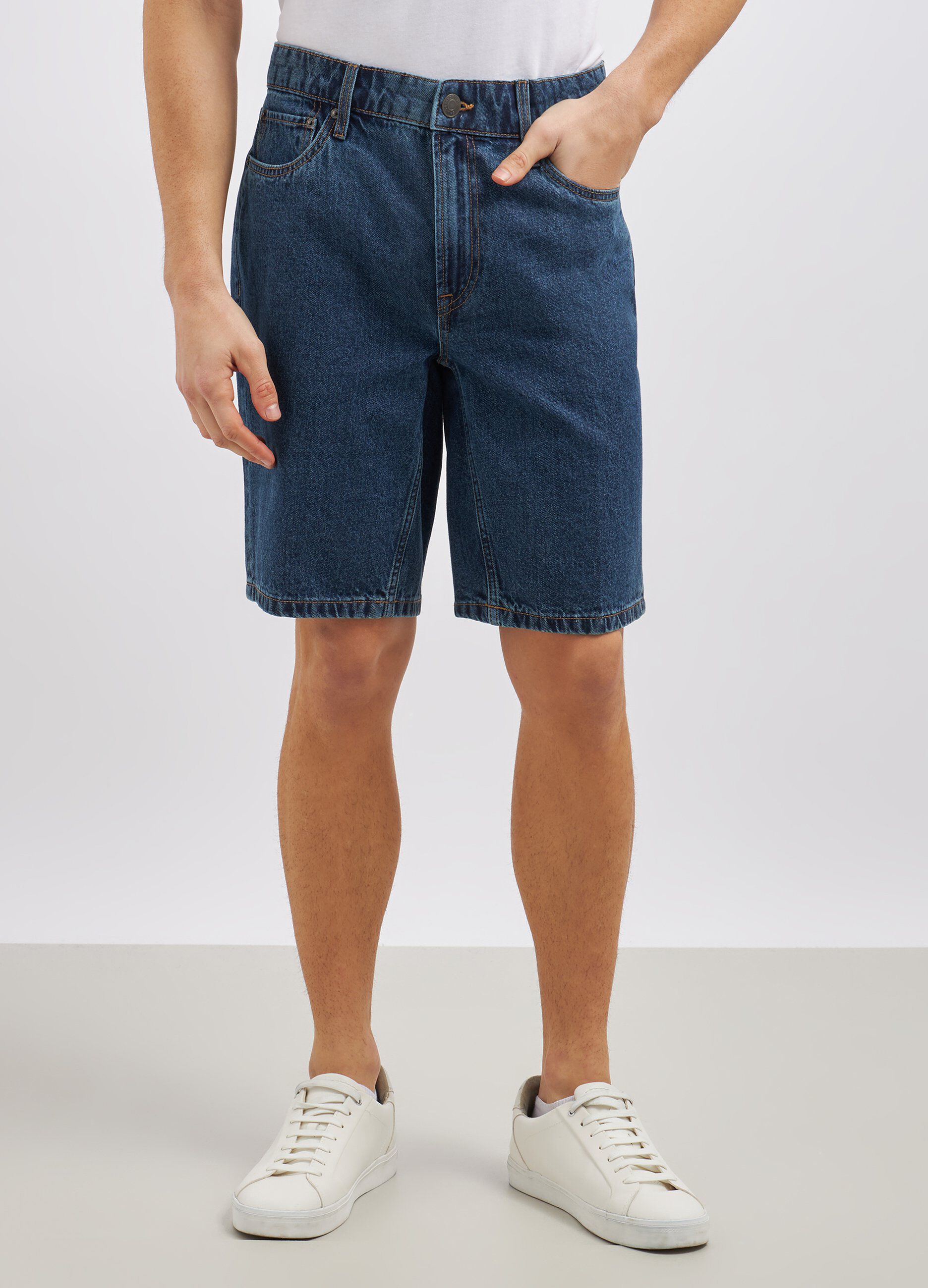 Shorts in denim di puro cotone uomo_1