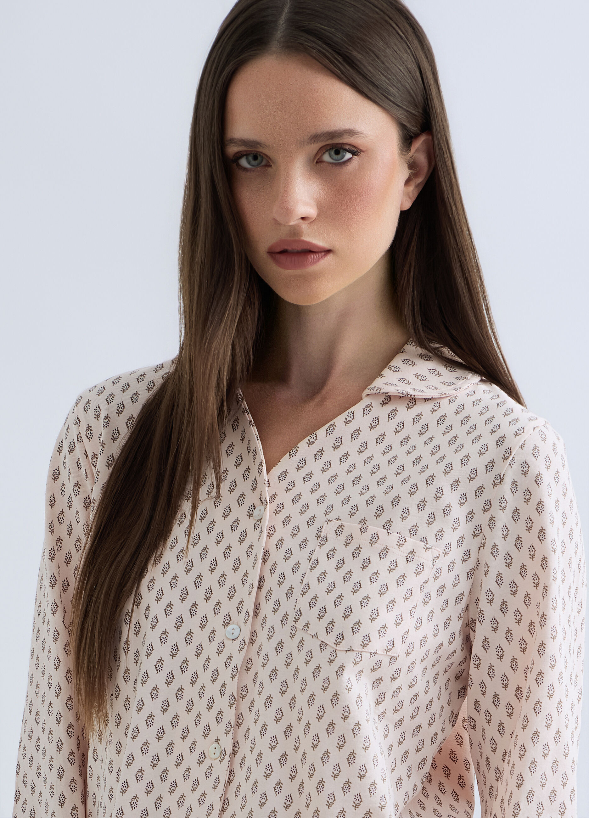 Set pigiama lungo in jersey di puro cotone donna_2