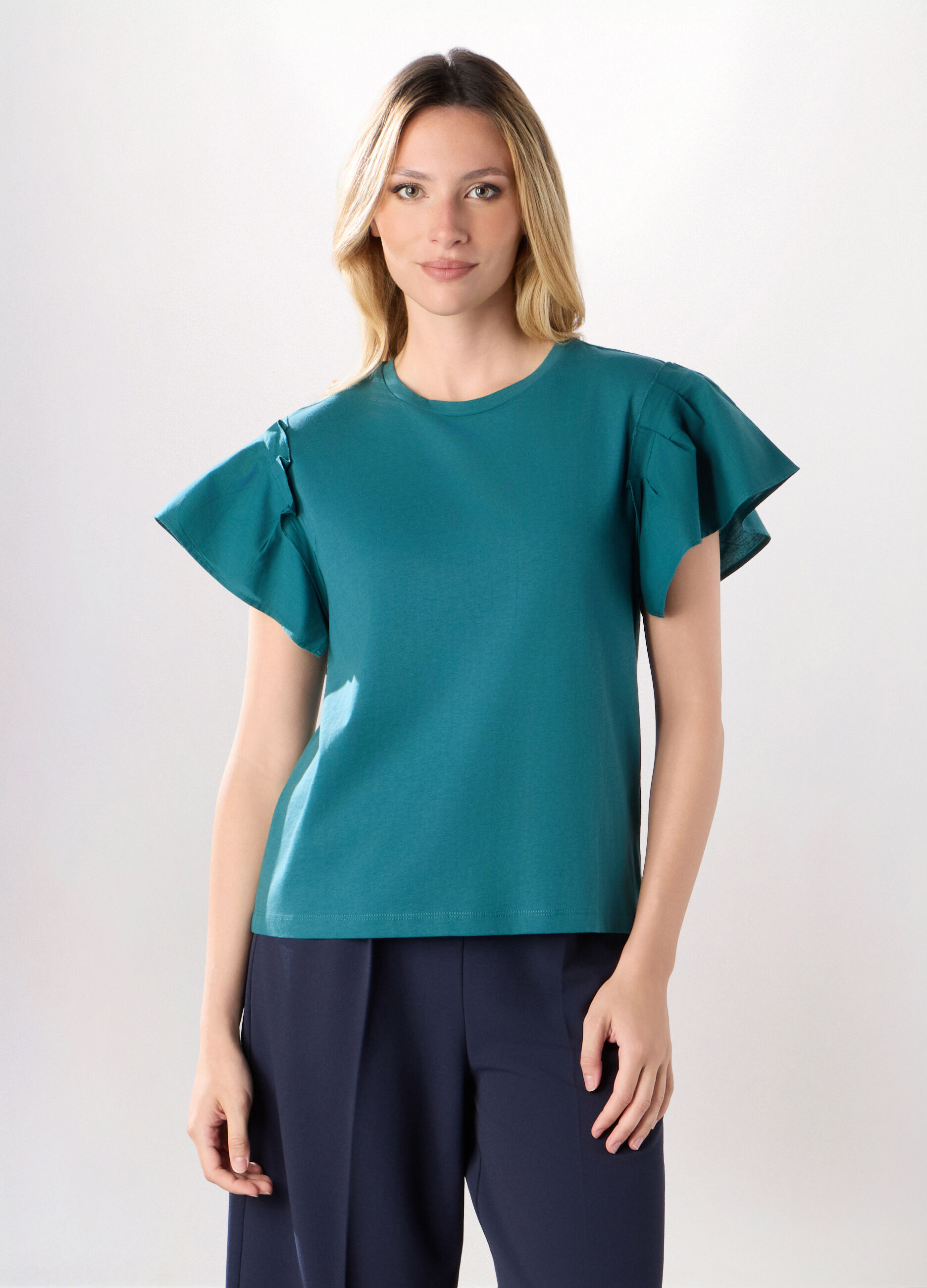T-shirt in jersey di puro cotone donna_0