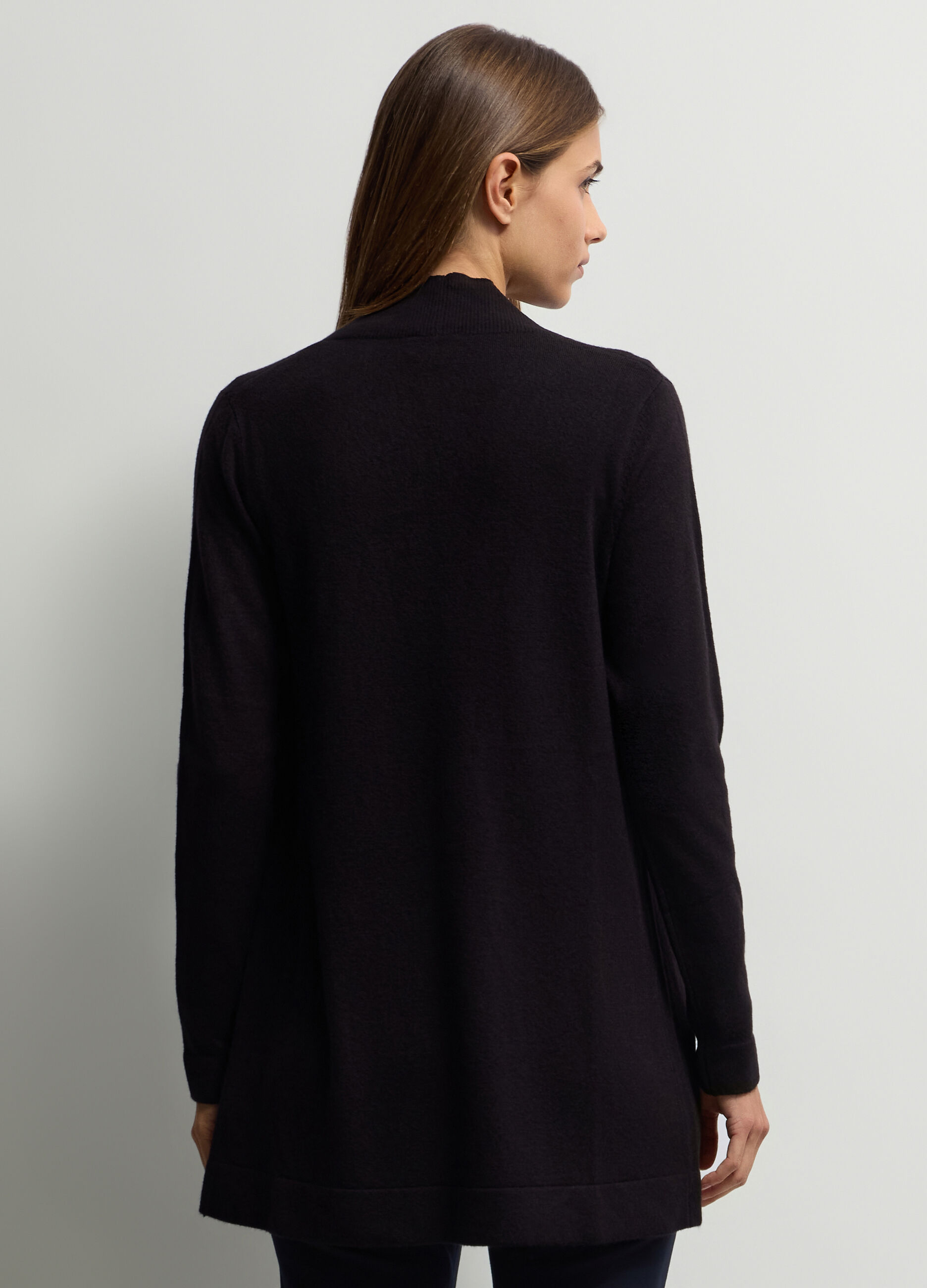 Cardigan lungo Fit Over in maglia rasata donna_1