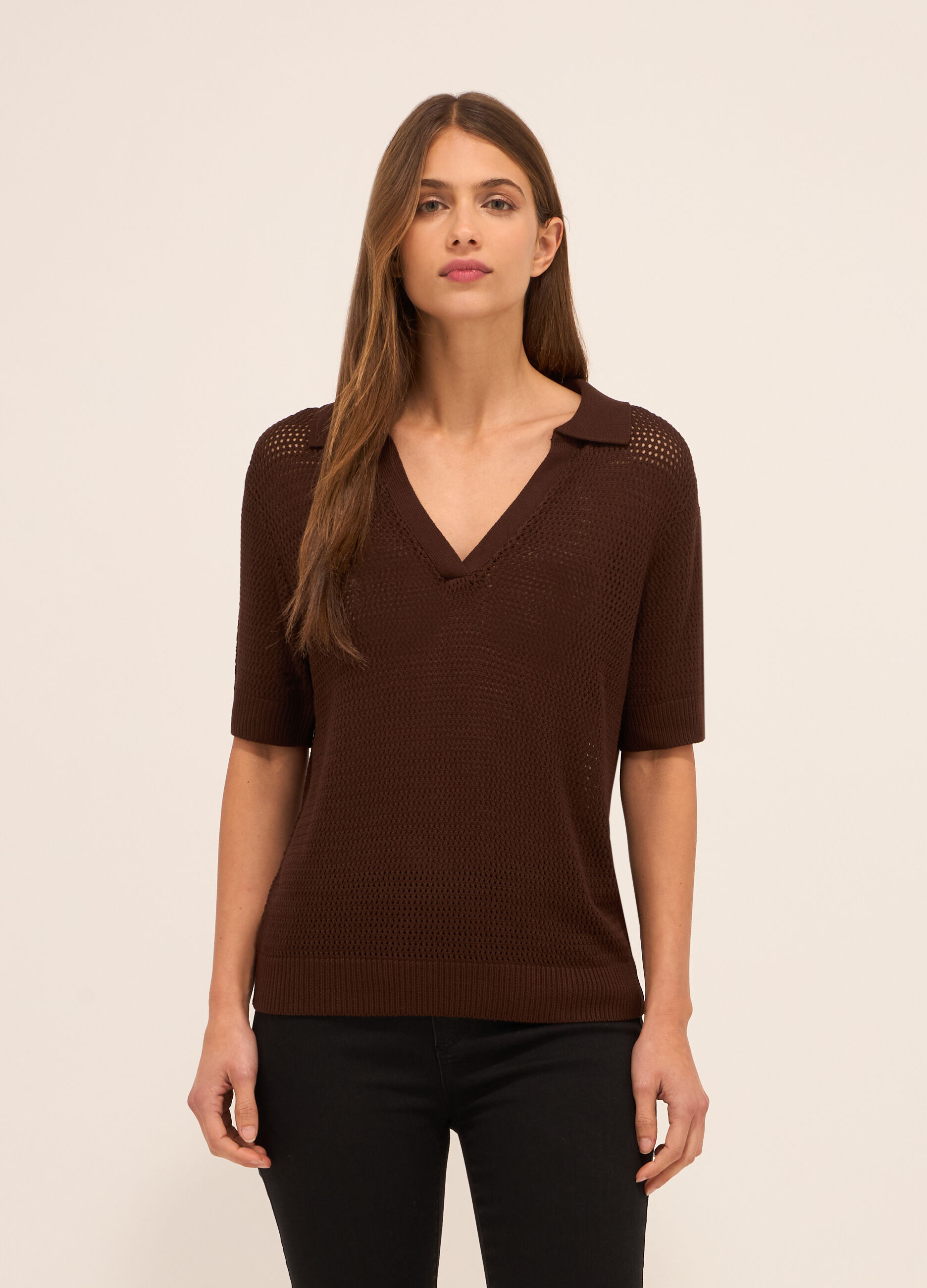 Polo in tricot traforata donna_0