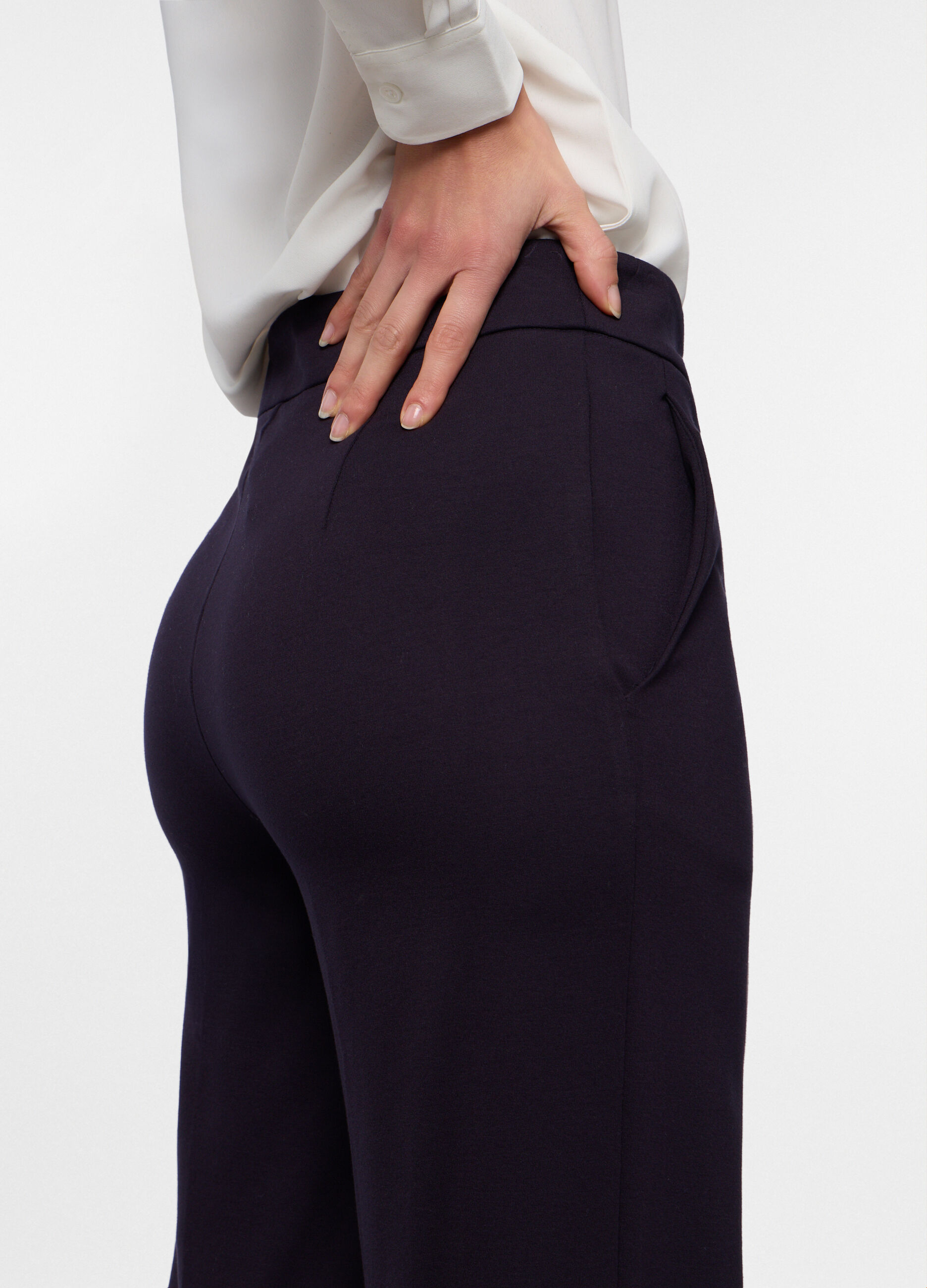 Pantaloni misto viscosa stretch donna_2
