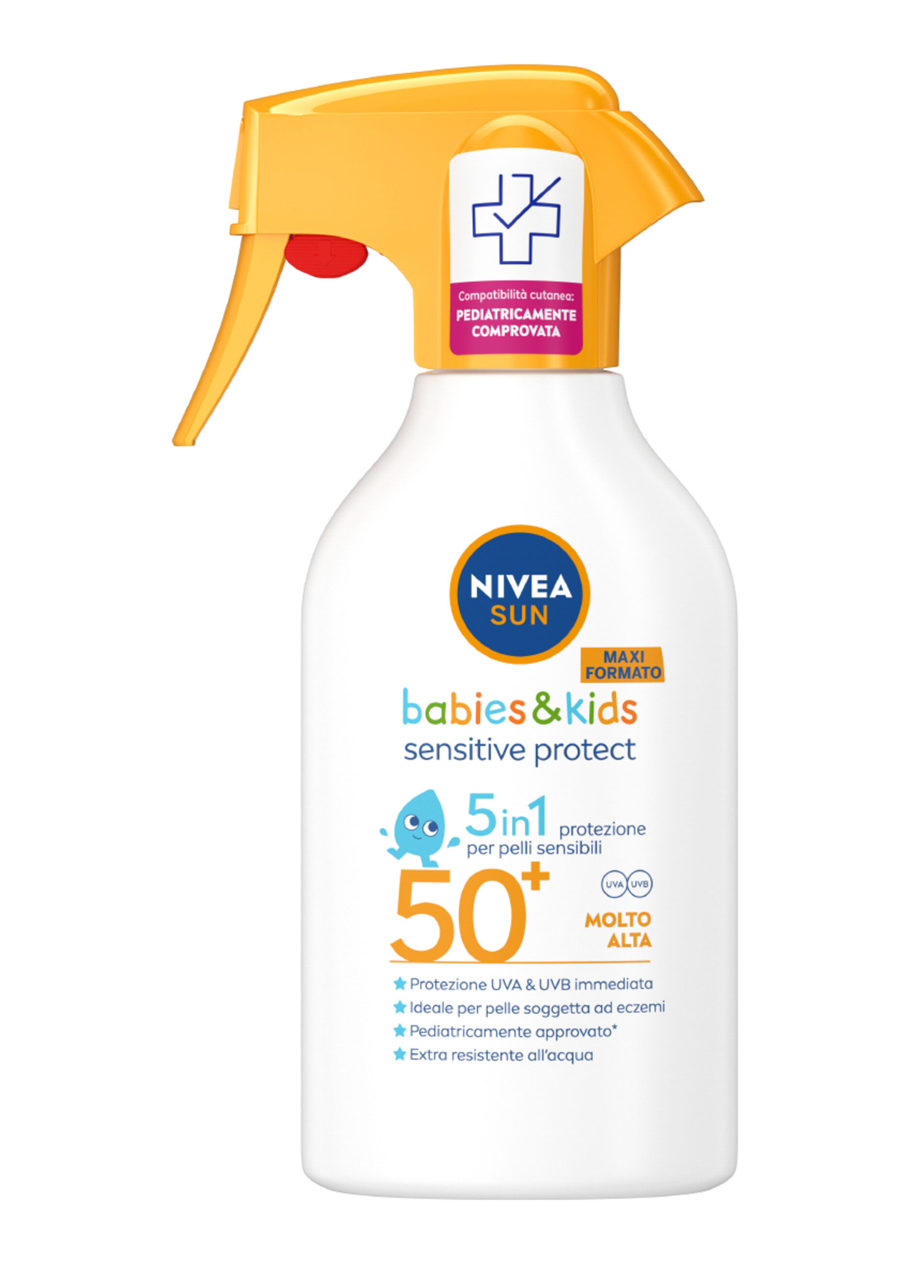 Nivea Sun Spray Solare Kids Sensitive Protect FP50+ 270 ml, Crema solare per bambini e neonati
