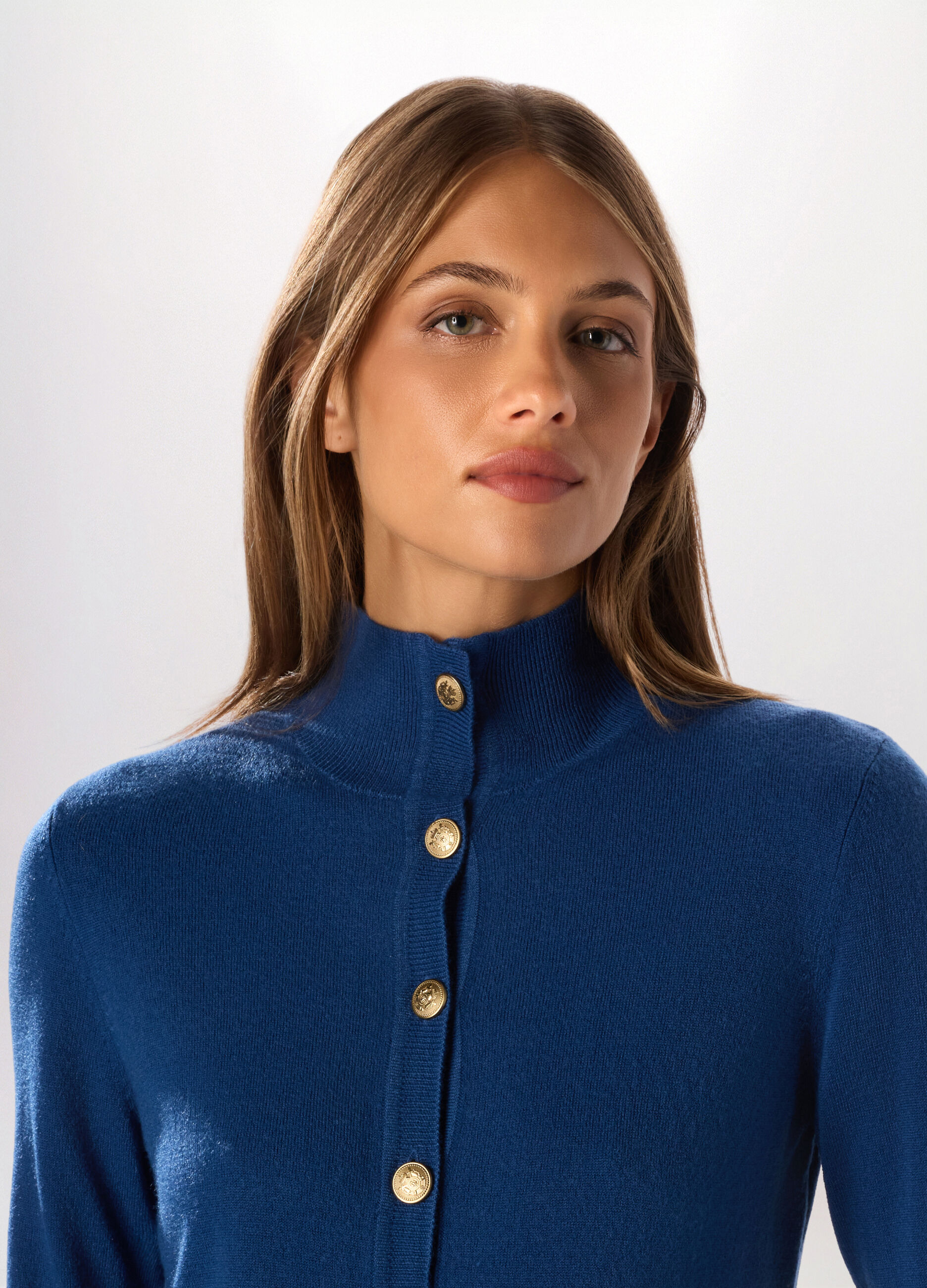 Cardigan tricot a collo alto donna_2