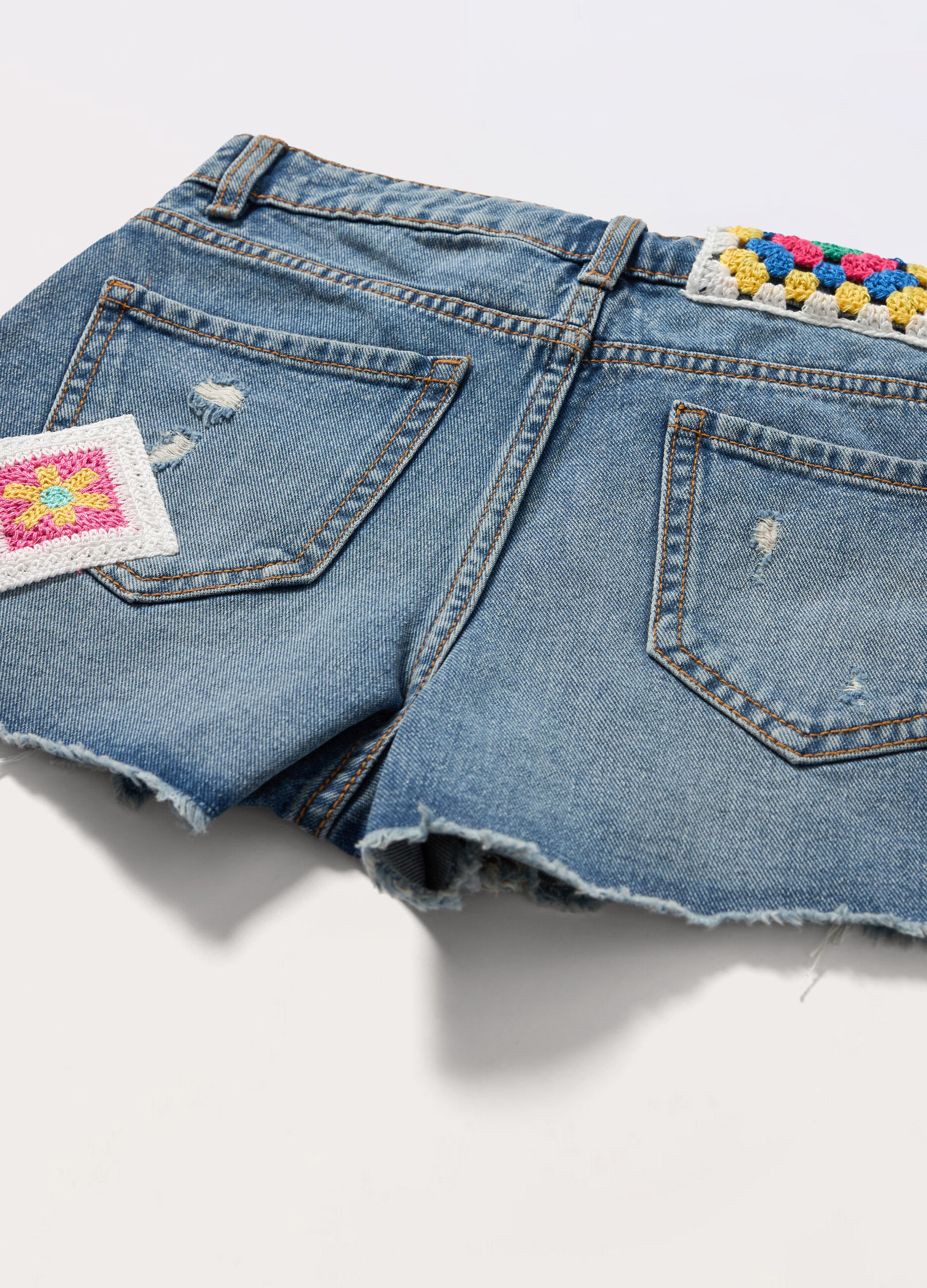 Shorts in denim di puro cotone ragazza_1