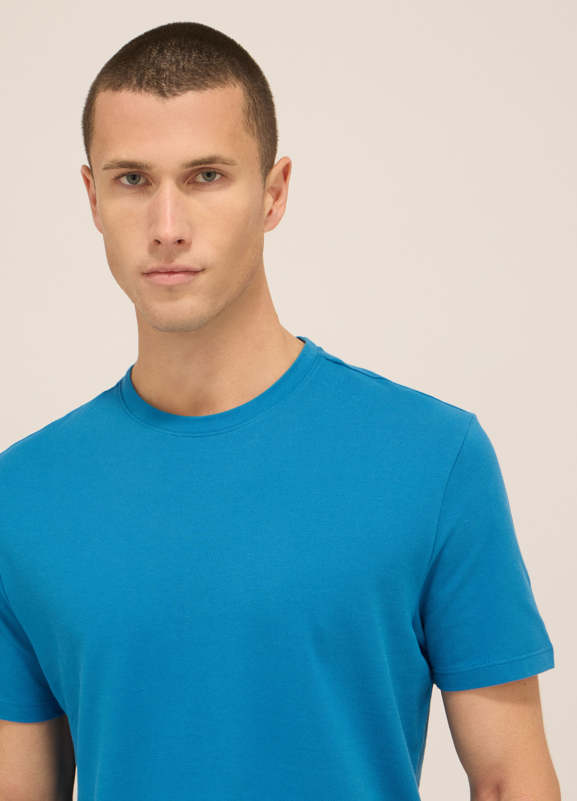 T-shirt girocollo in piquet di cotone uomo_2