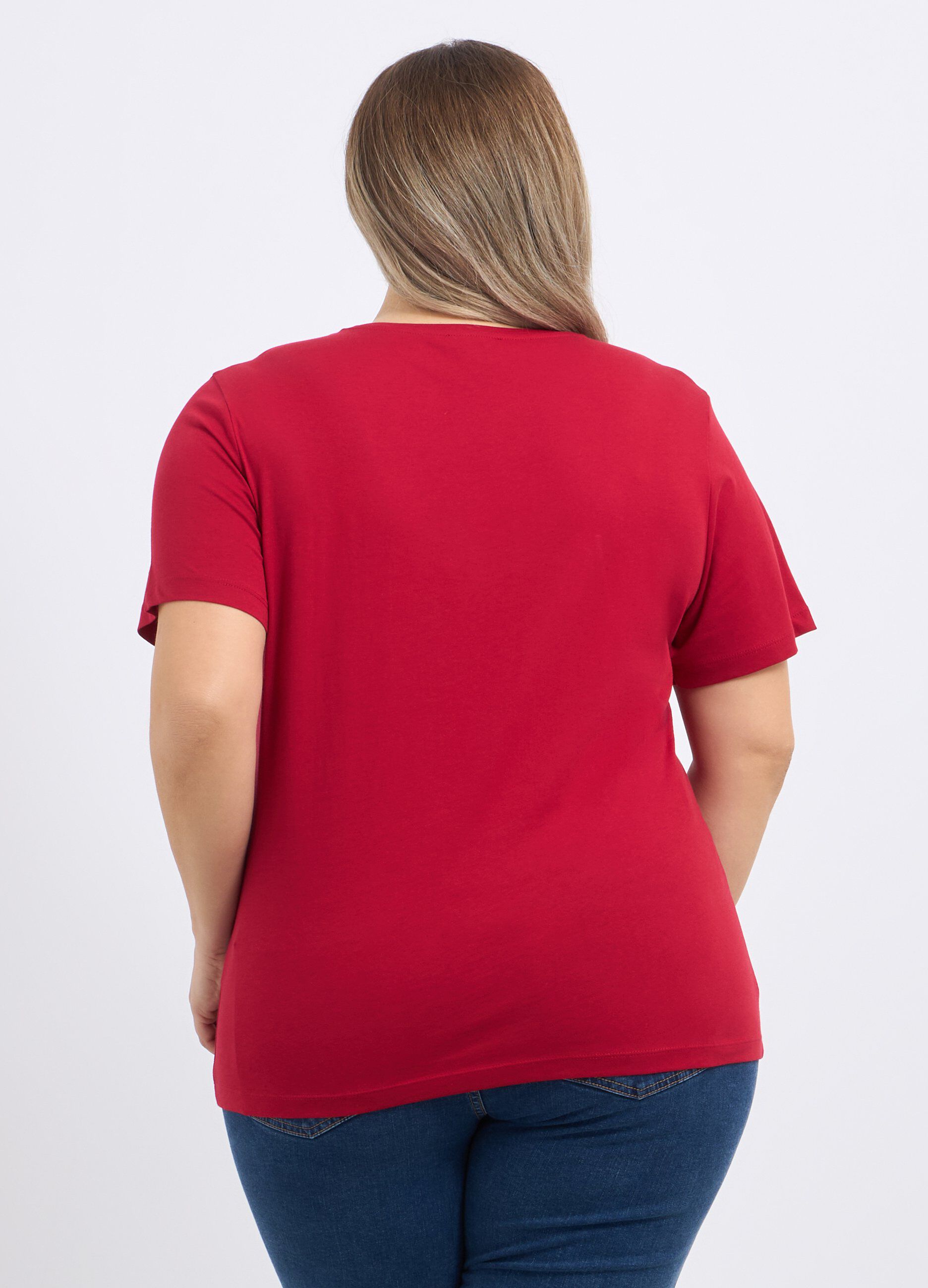 T-shirt in puro cotone con stampa donna curvy_1