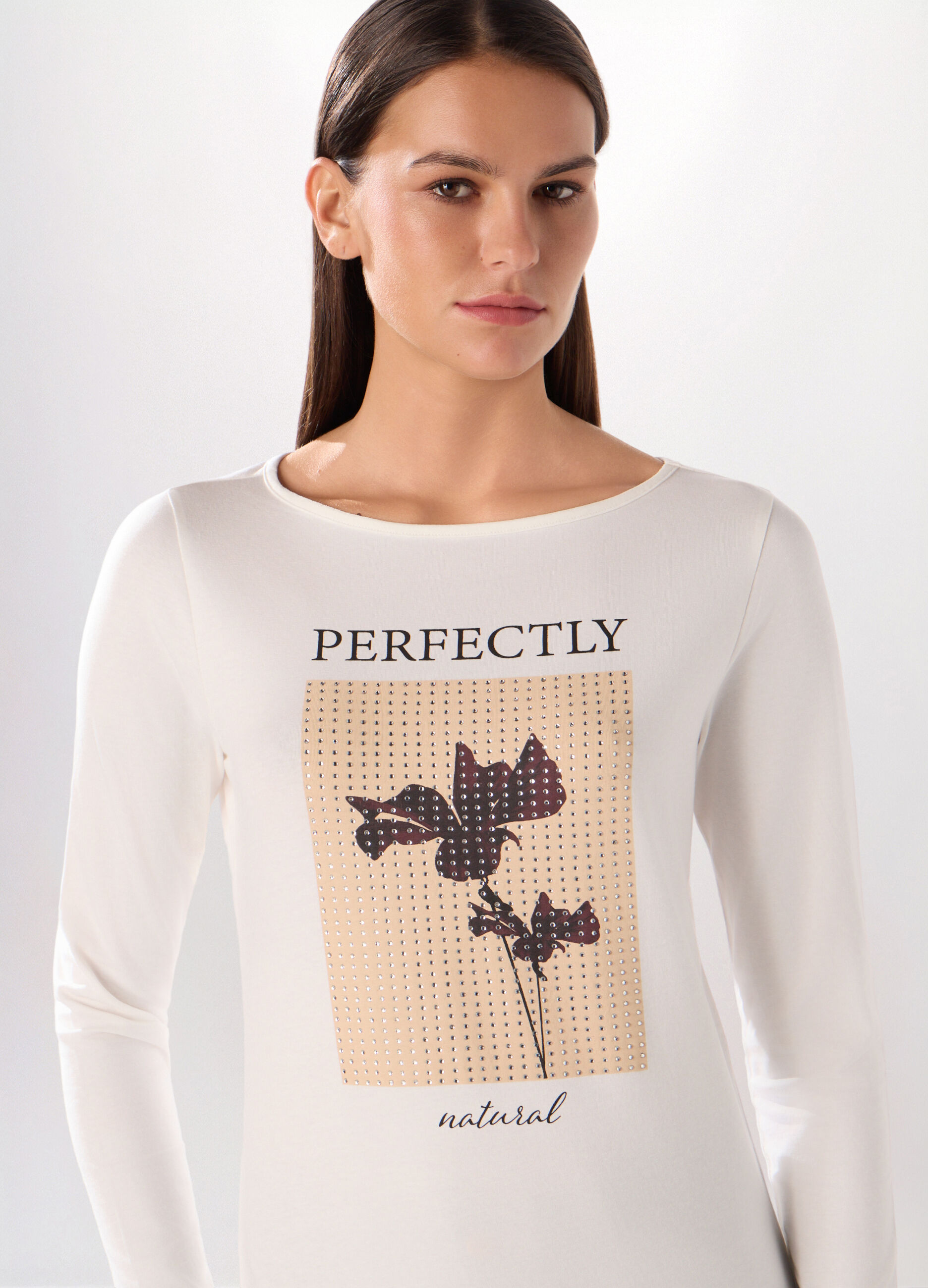 T-shirt in jersey di cotone stretch donna_2