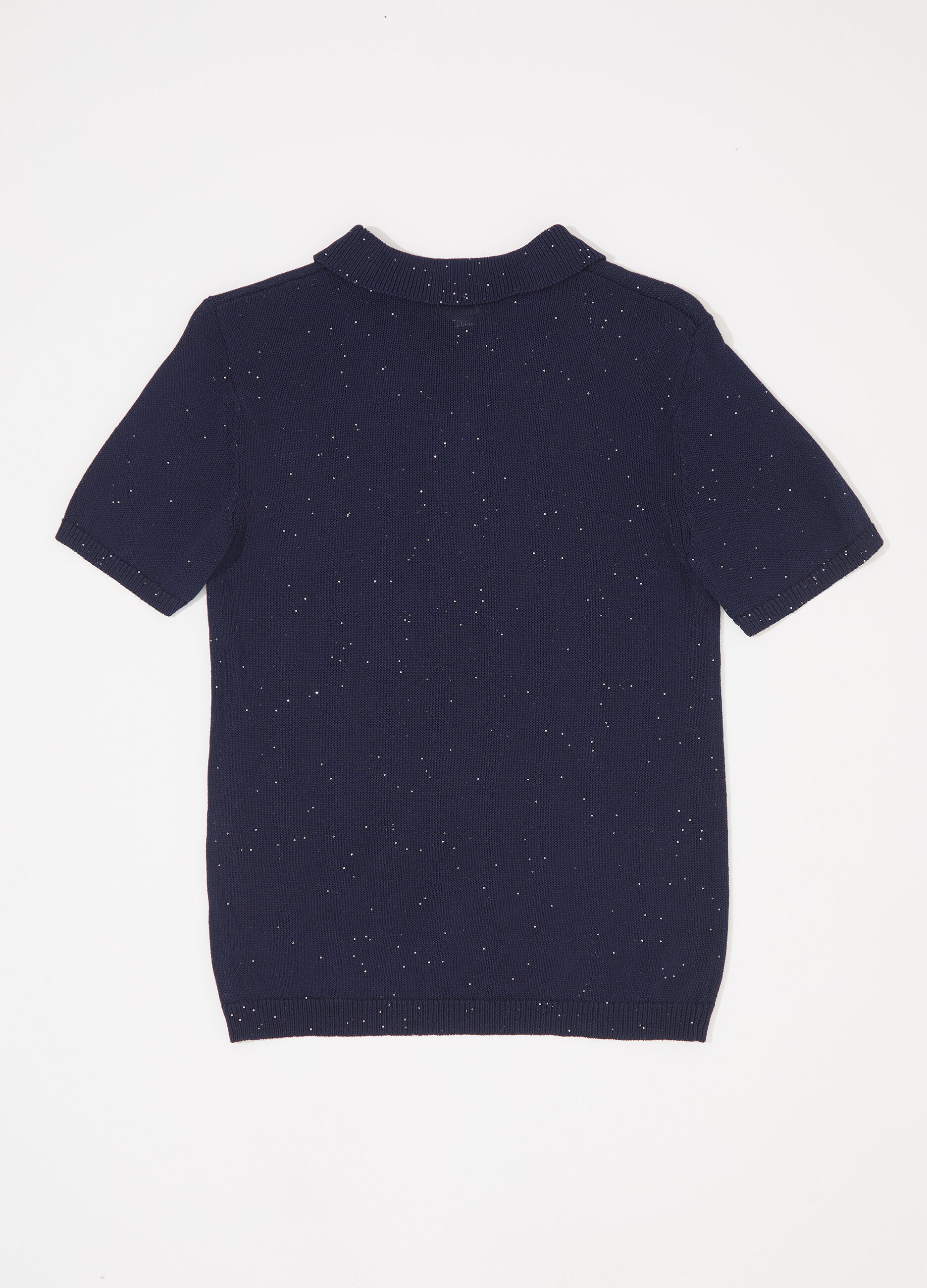 Polo in tricot a maniche corte con paillettes donna_5