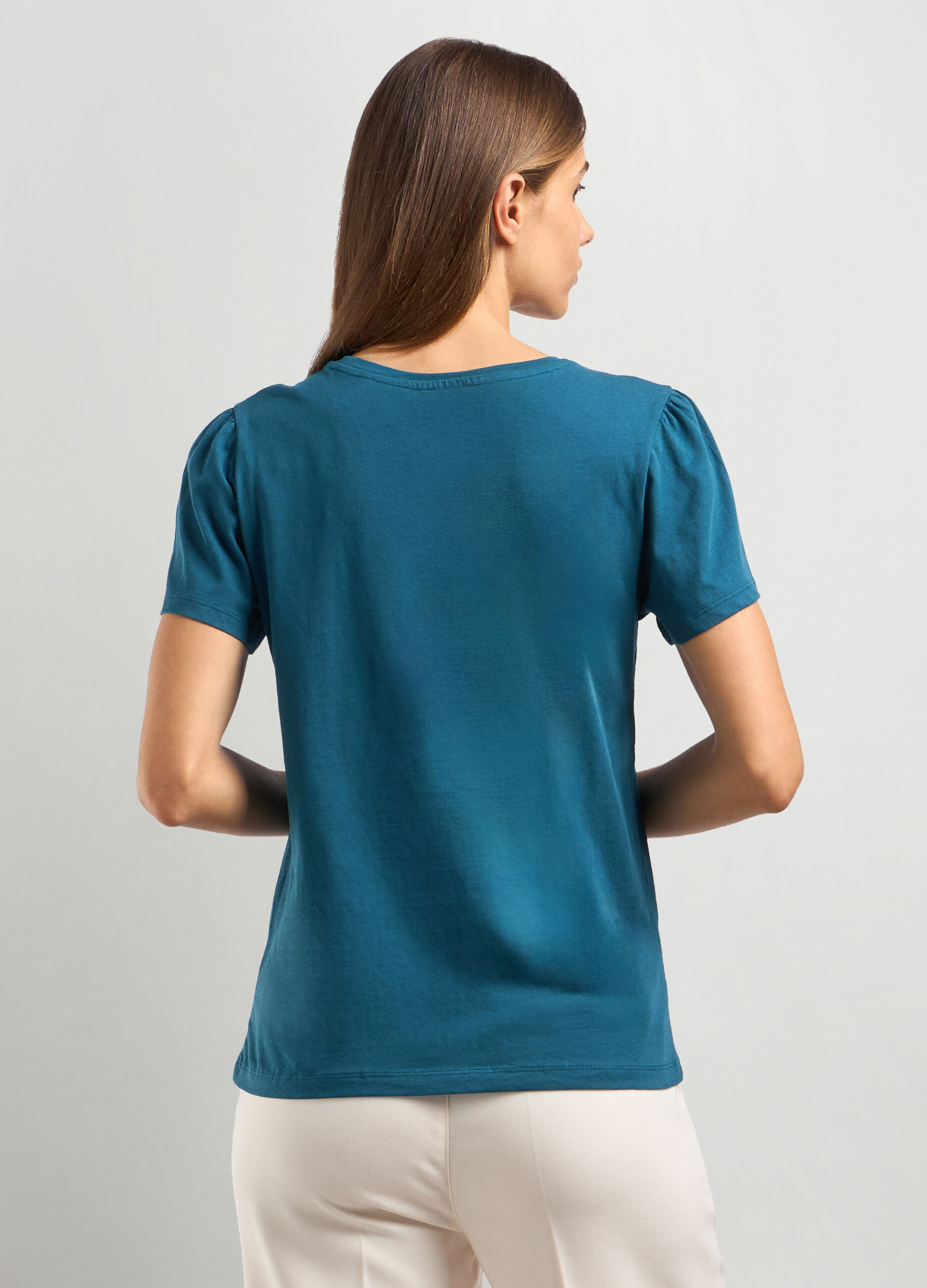 T-shirt in jersey di puro cotone donna_1