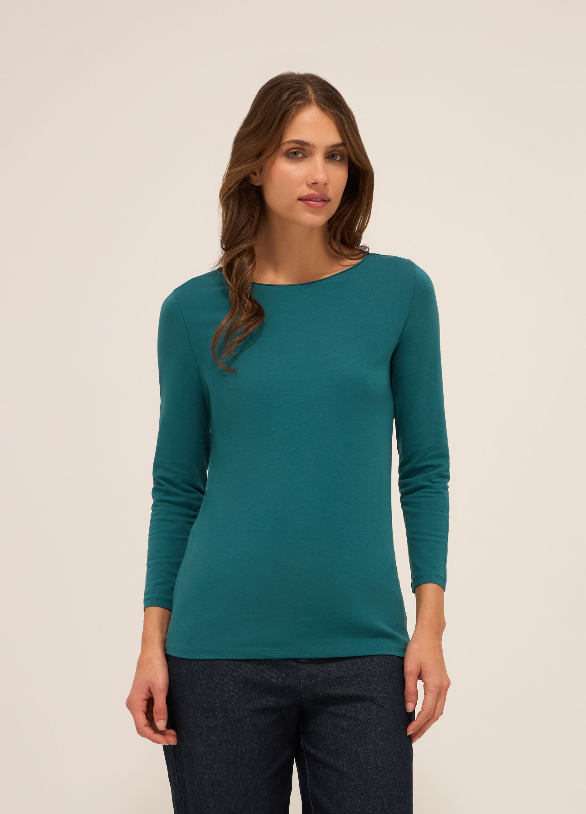 T-shirt in cotone stretch donna_0