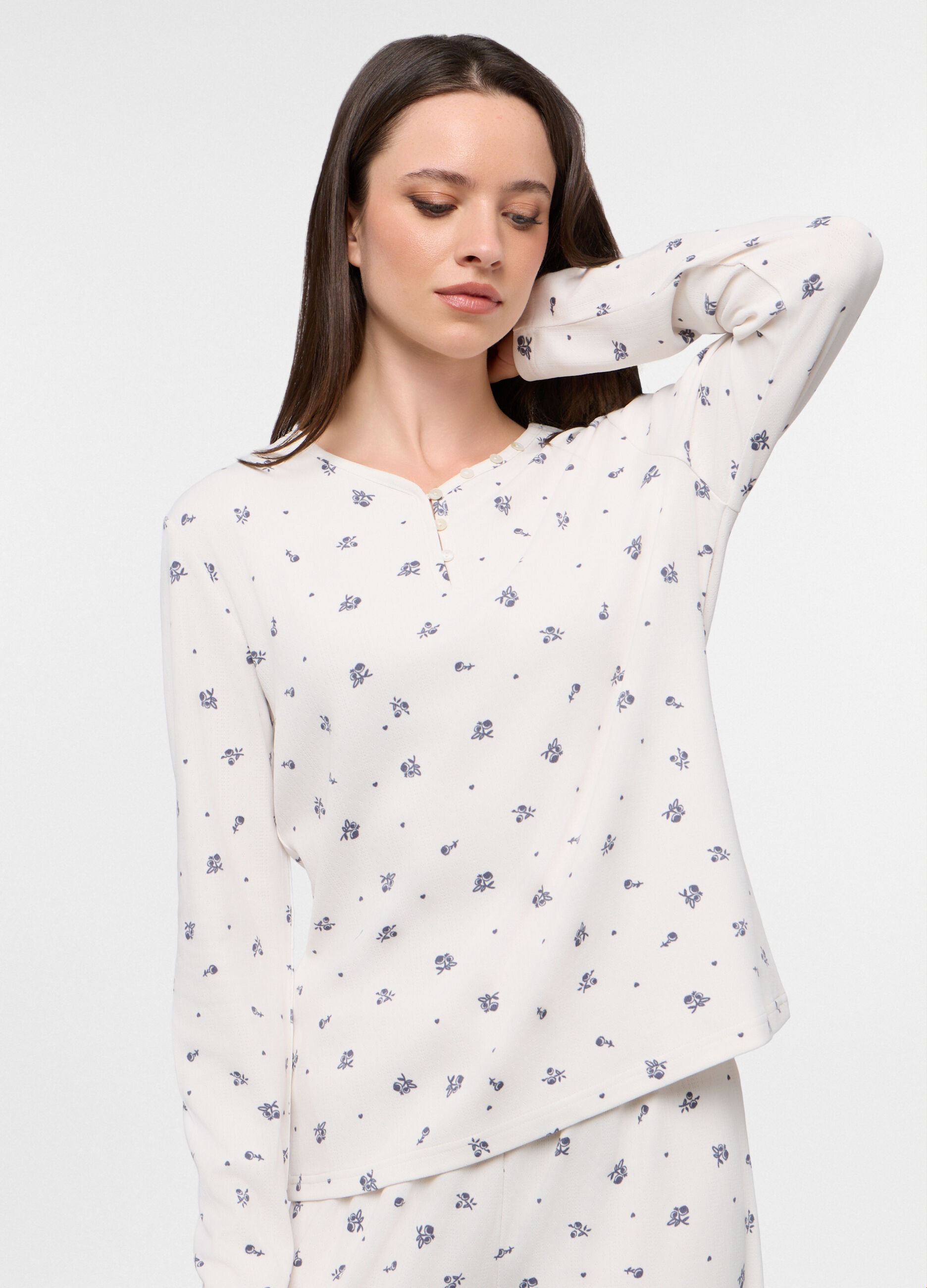 Set pigiama lungo in tessuto stretch donna_2