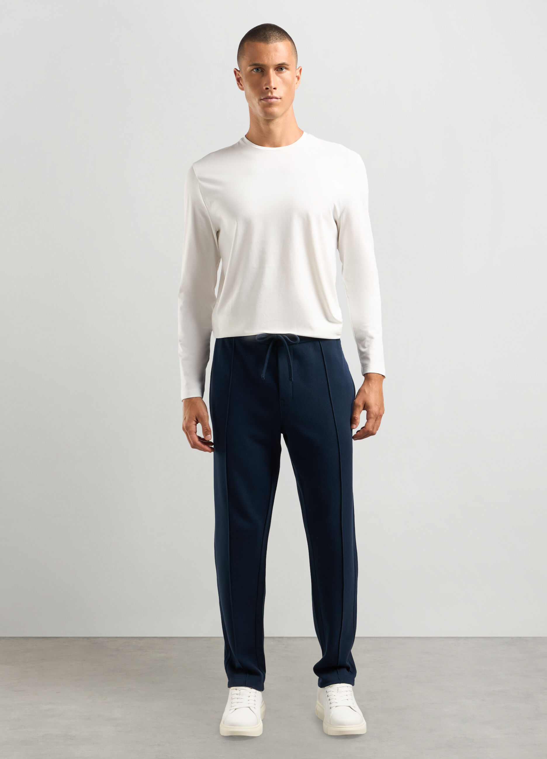 Joggers in interlock di puro cotone uomo_0